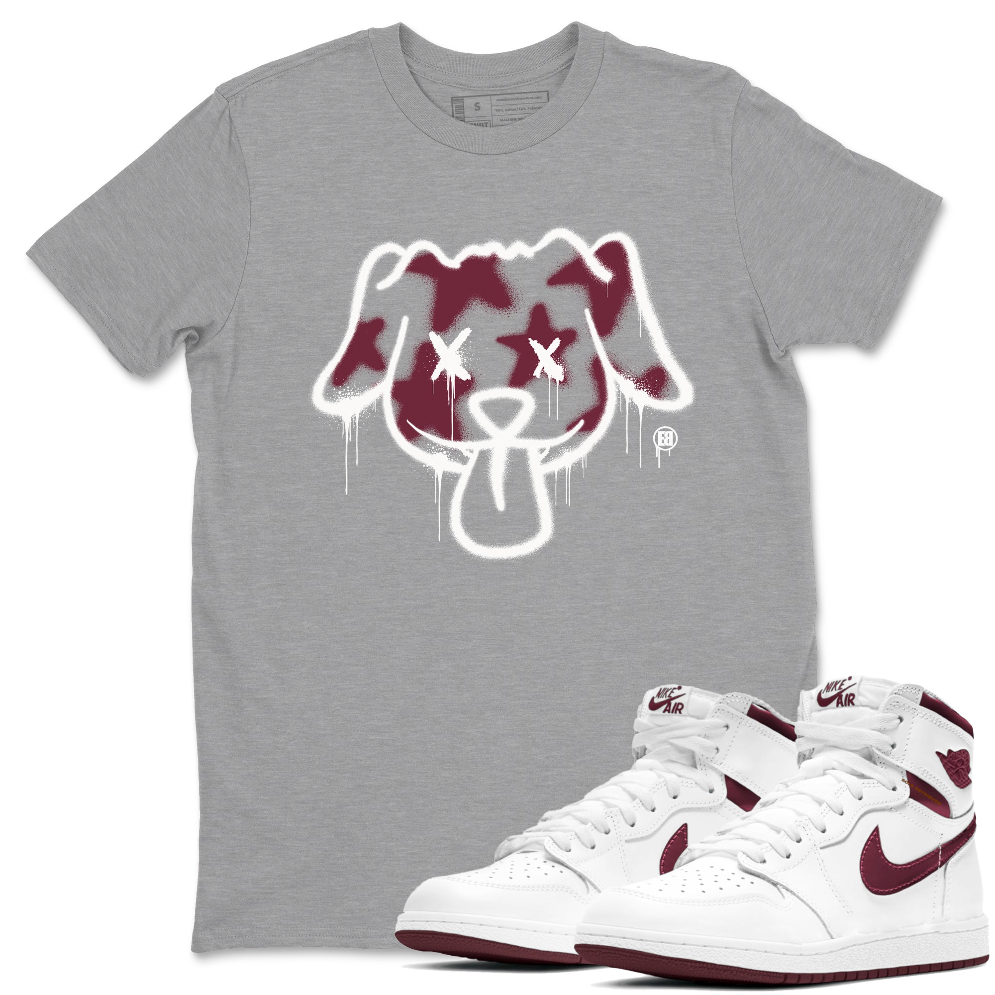 Graffiti Dog snkmatch Tees - Air Jordan 1 Metallic Burgundy