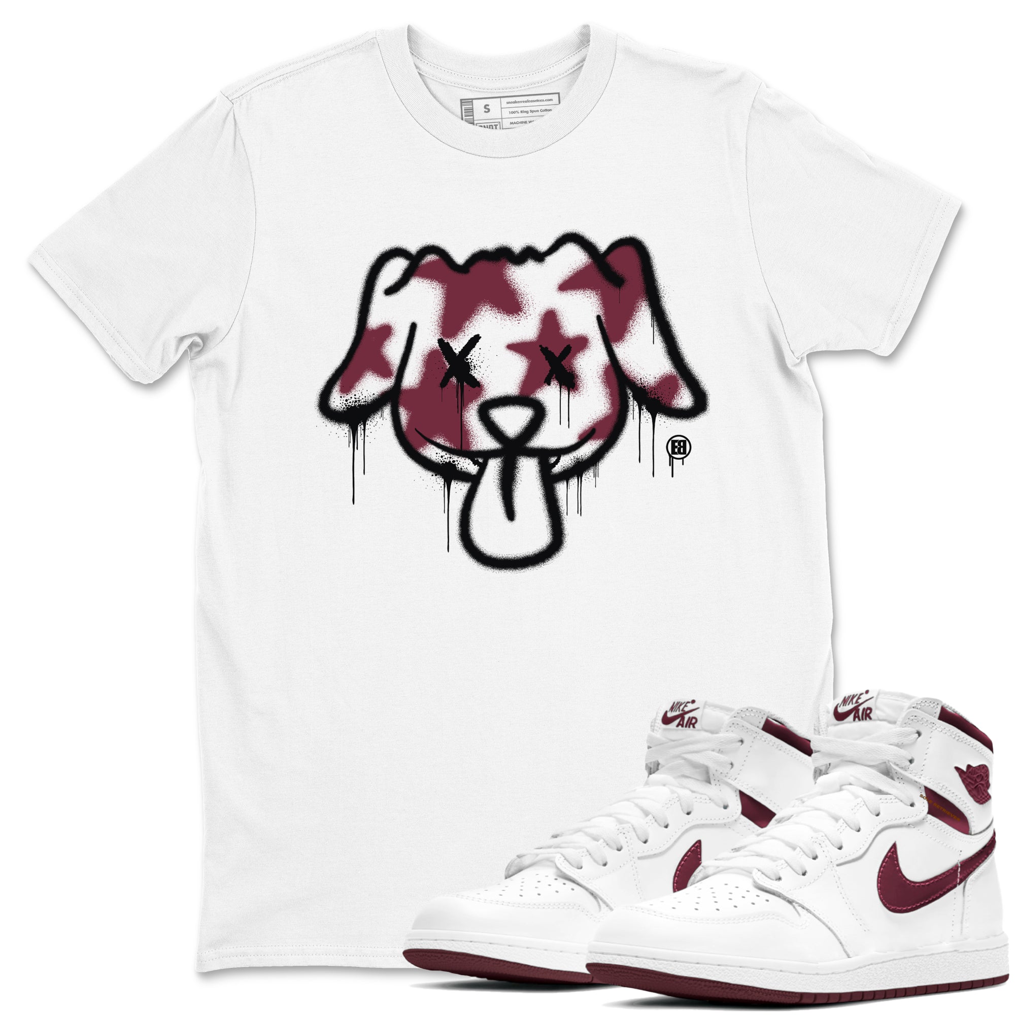 Graffiti Dog snkmatch Tees - Air Jordan 1 Metallic Burgundy