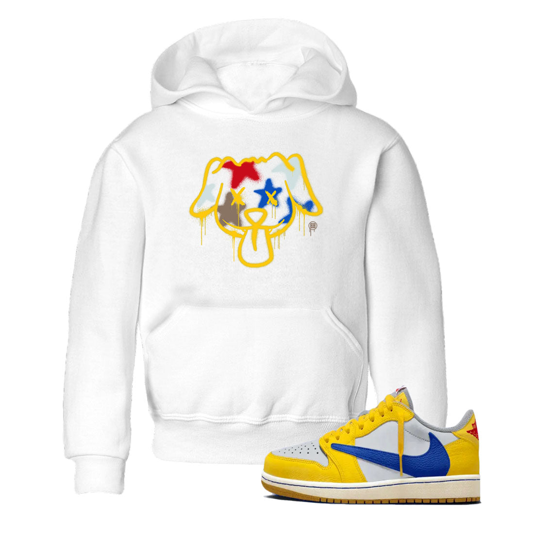 Graffiti Dog snkmatch Tees Kids - Air Jordan 1 Travis Scott Canary