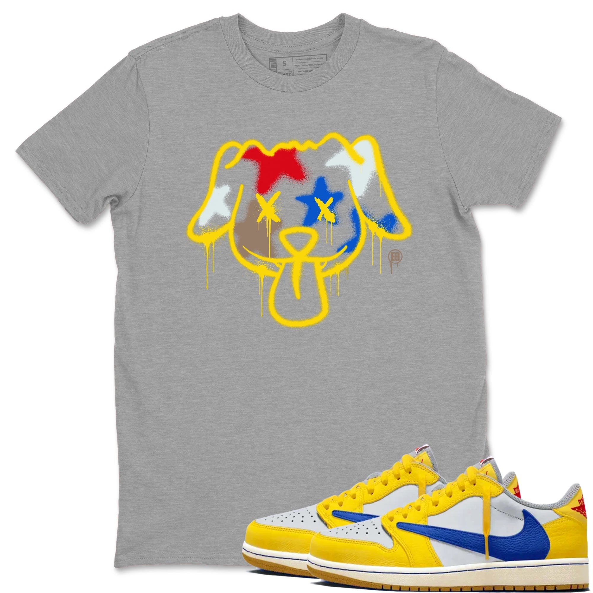 Graffiti Dog snkmatch Tees - Air Jordan 1 Travis Scott Canary