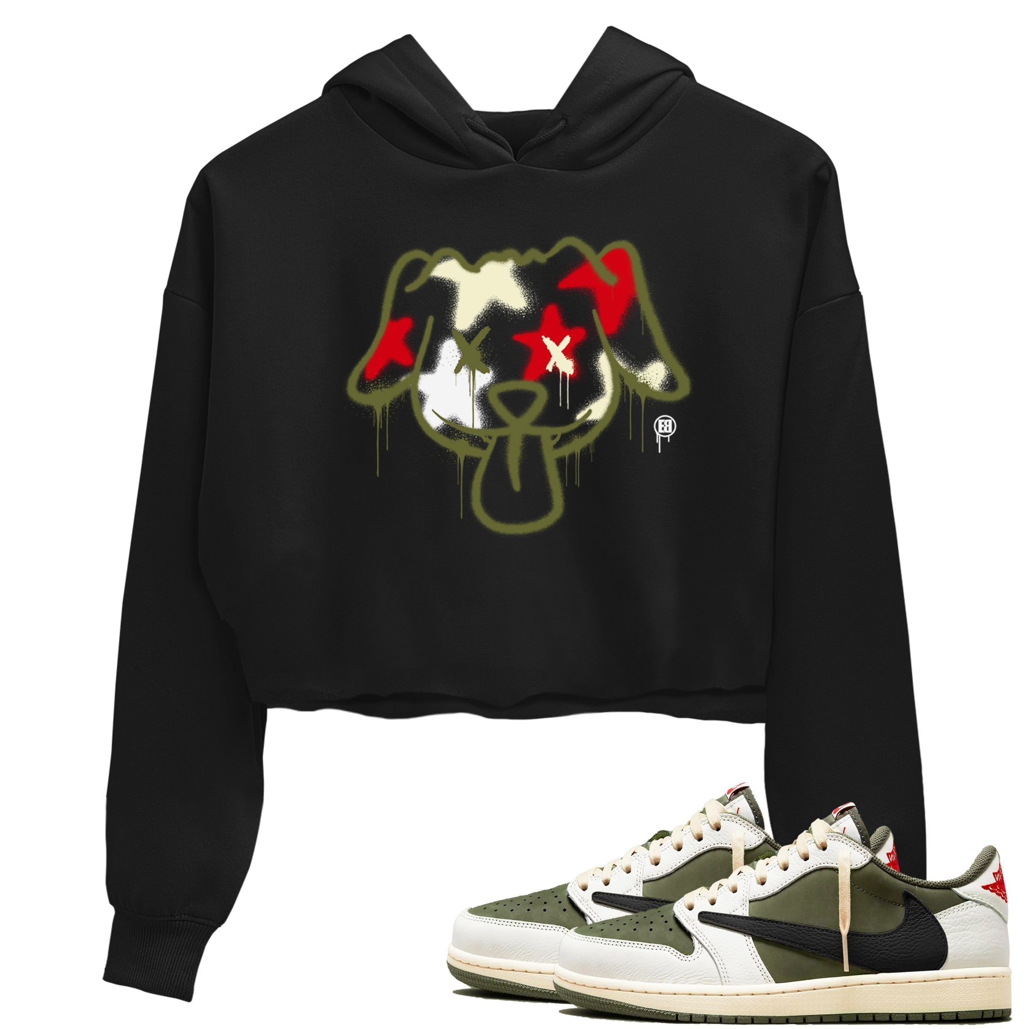 Graffiti Dog snkmatch Women's Top - Air Jordan 1 Travis Scott Medium Olive
