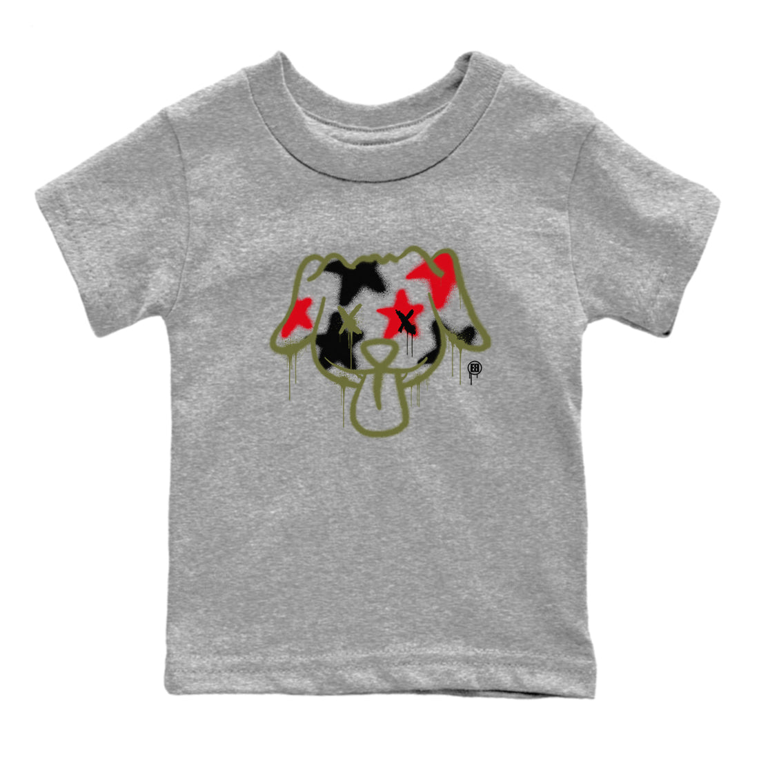 Graffiti Dog snkmatch Tees Kids - Air Jordan 1 Travis Scott Medium Olive