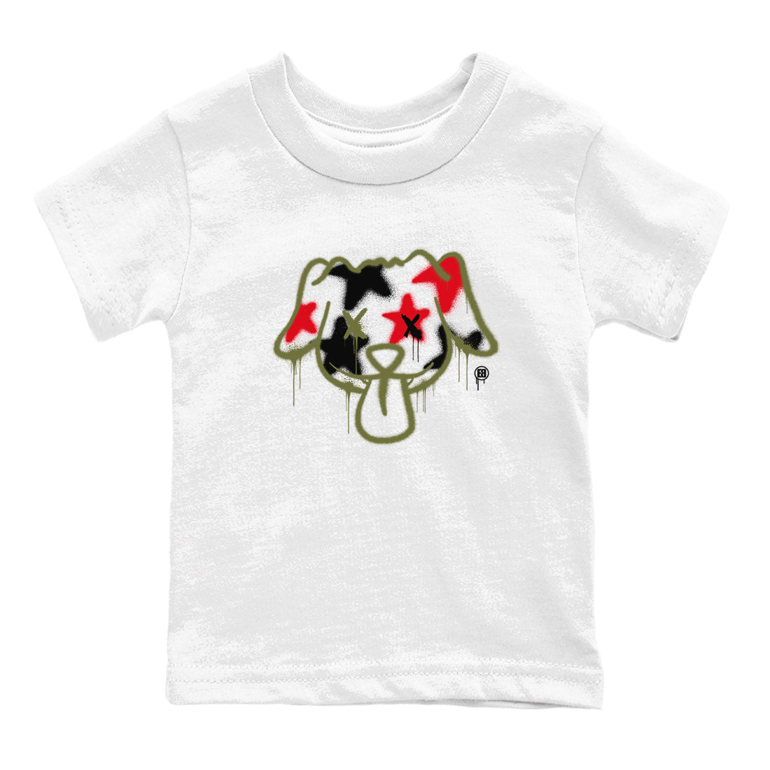 Graffiti Dog snkmatch Tees Kids - Air Jordan 1 Travis Scott Medium Olive