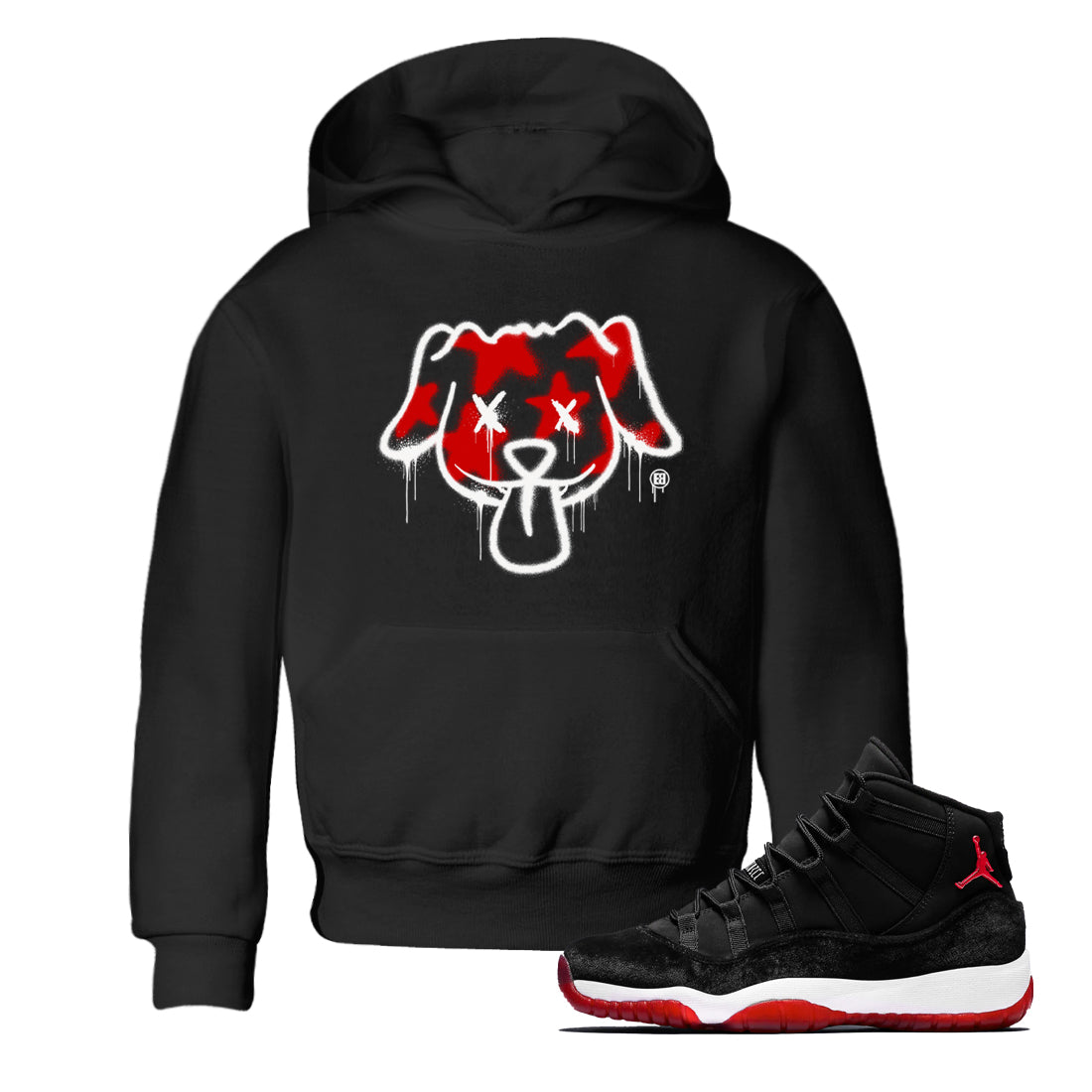 Graffiti Dog snkmatch Tees Kids - Air Jordan 11 Bred Velvet