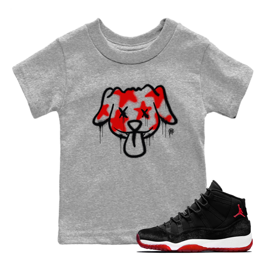 Graffiti Dog snkmatch Tees Kids - Air Jordan 11 Bred Velvet