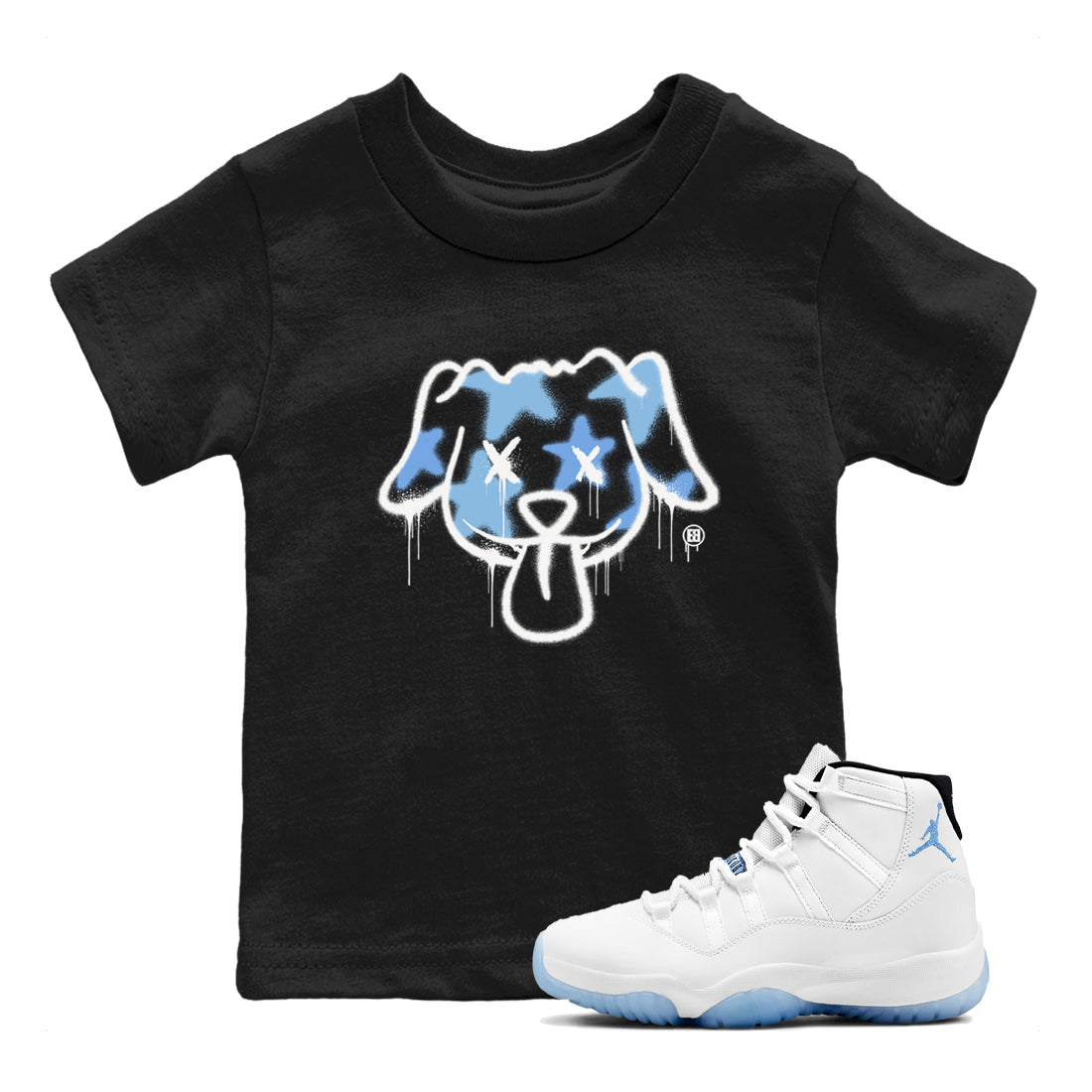 Graffiti Dog snkmatch Tees Kids - Air Jordan 11 Legend Blue