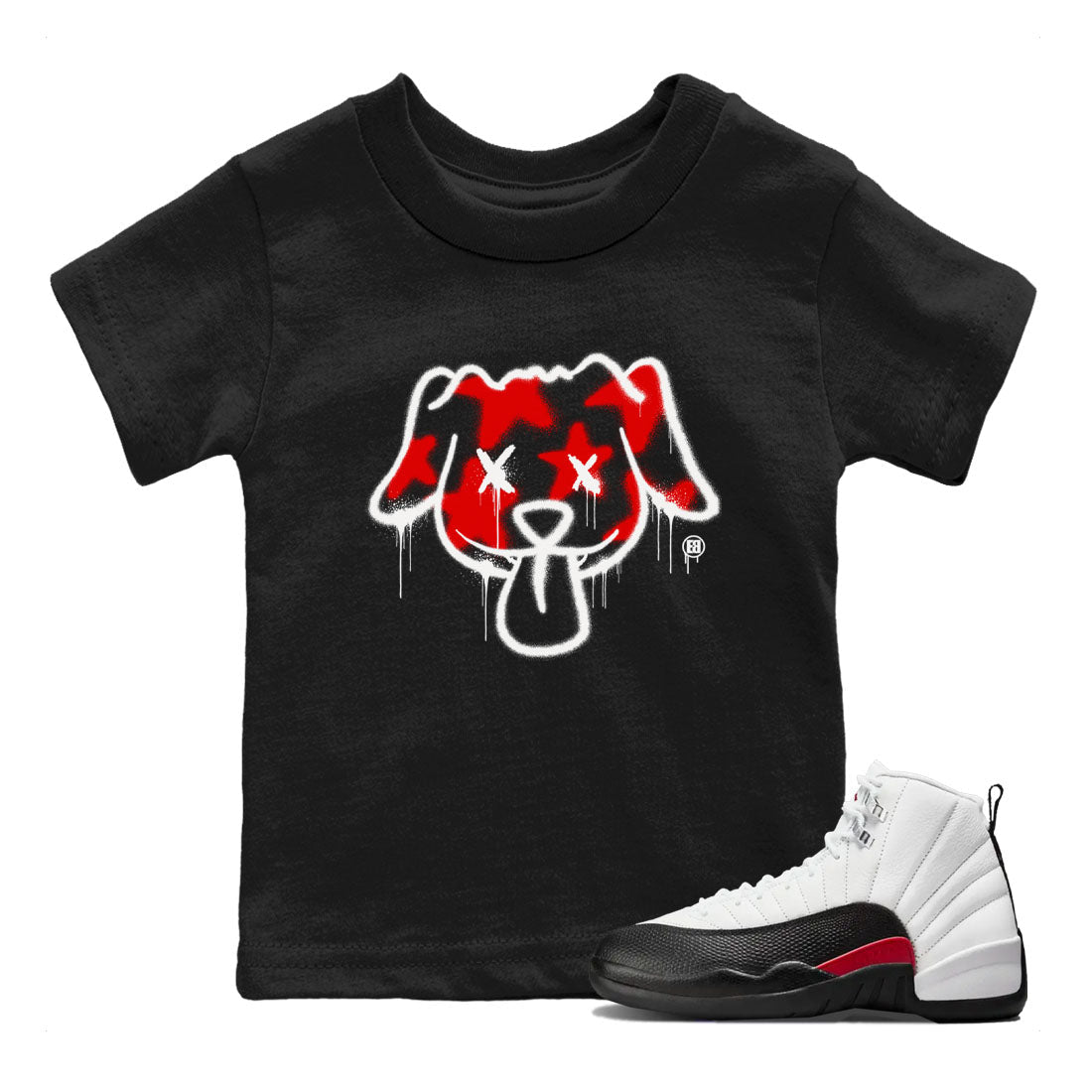 Graffiti Dog snkmatch Tees Kids - Air Jordan 12 Taxi Flip