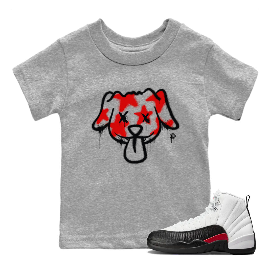 Graffiti Dog snkmatch Tees Kids - Air Jordan 12 Taxi Flip