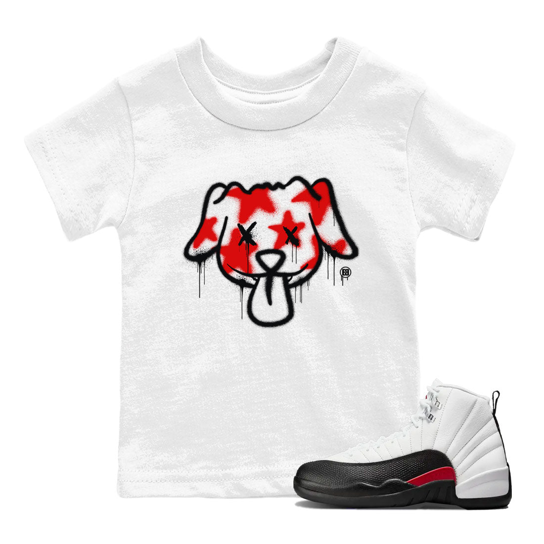Graffiti Dog snkmatch Tees Kids - Air Jordan 12 Taxi Flip