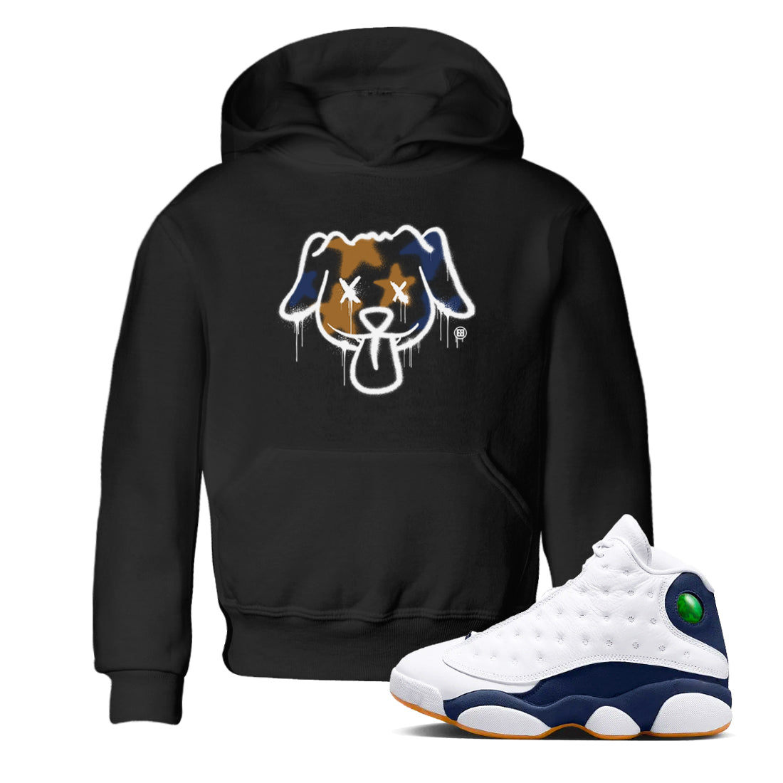 Graffiti Dog snkmatch Tees Kids - Air Jordan 13 Midnight Navy