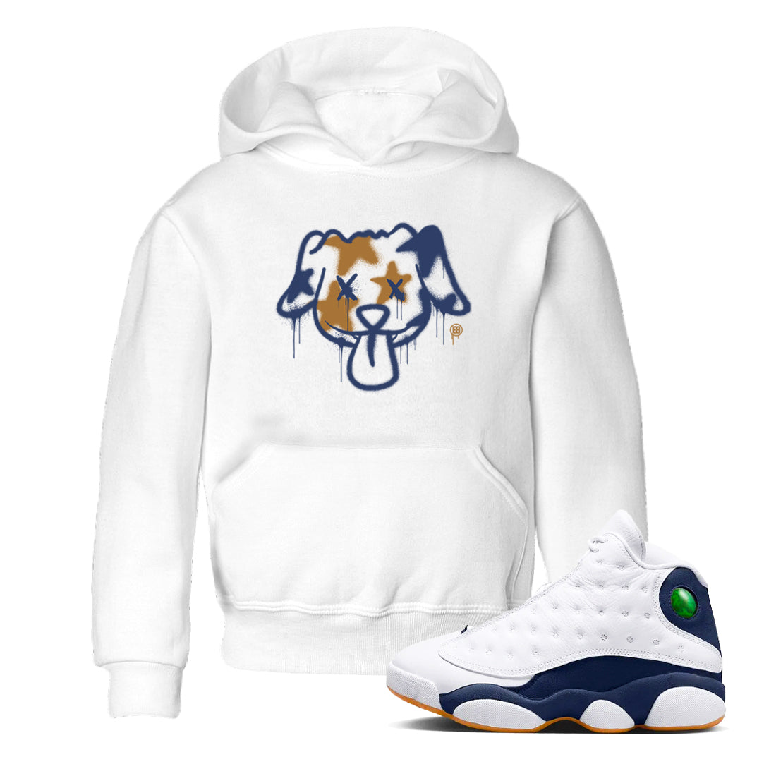 Graffiti Dog snkmatch Tees Kids - Air Jordan 13 Midnight Navy