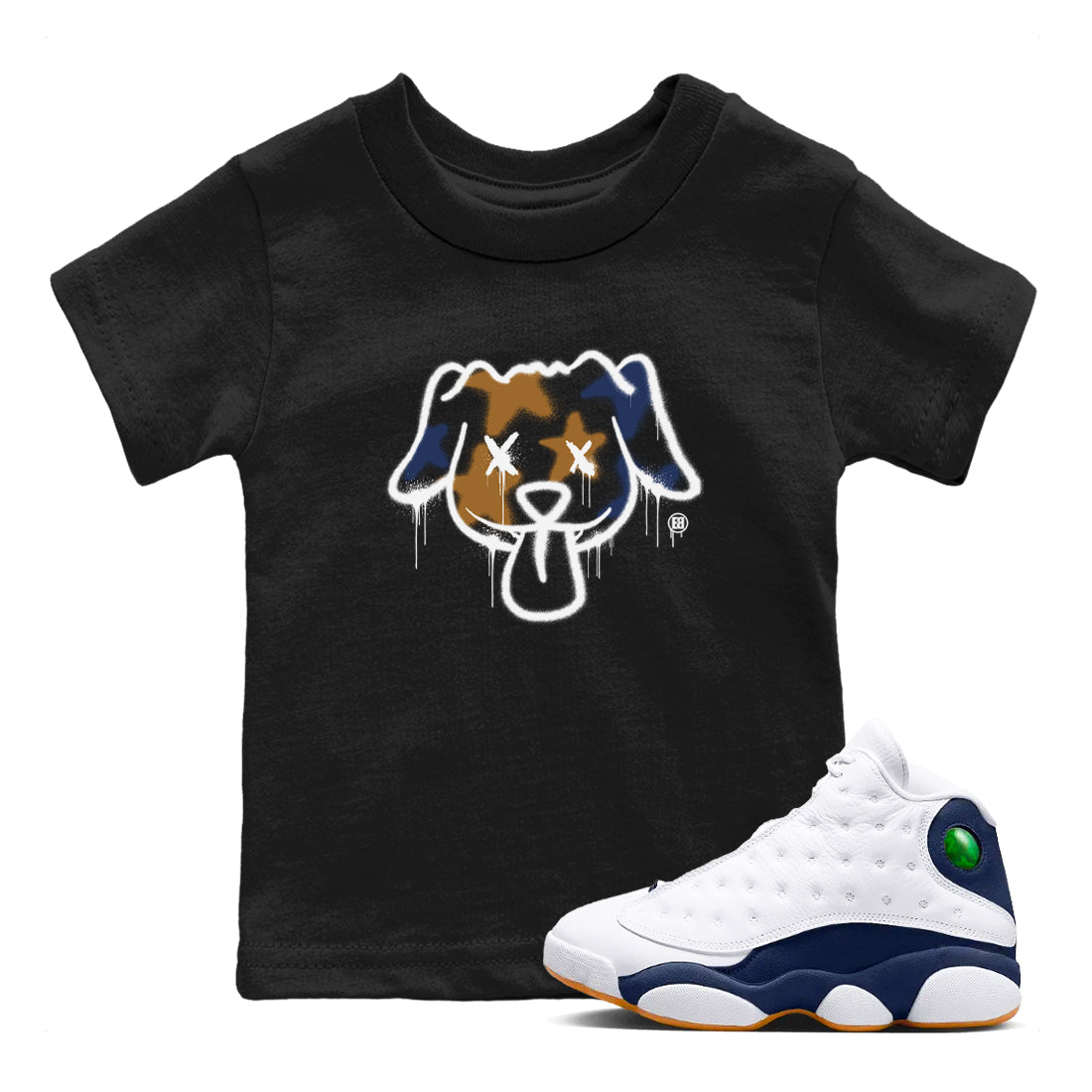 Graffiti Dog snkmatch Tees Kids - Air Jordan 13 Midnight Navy