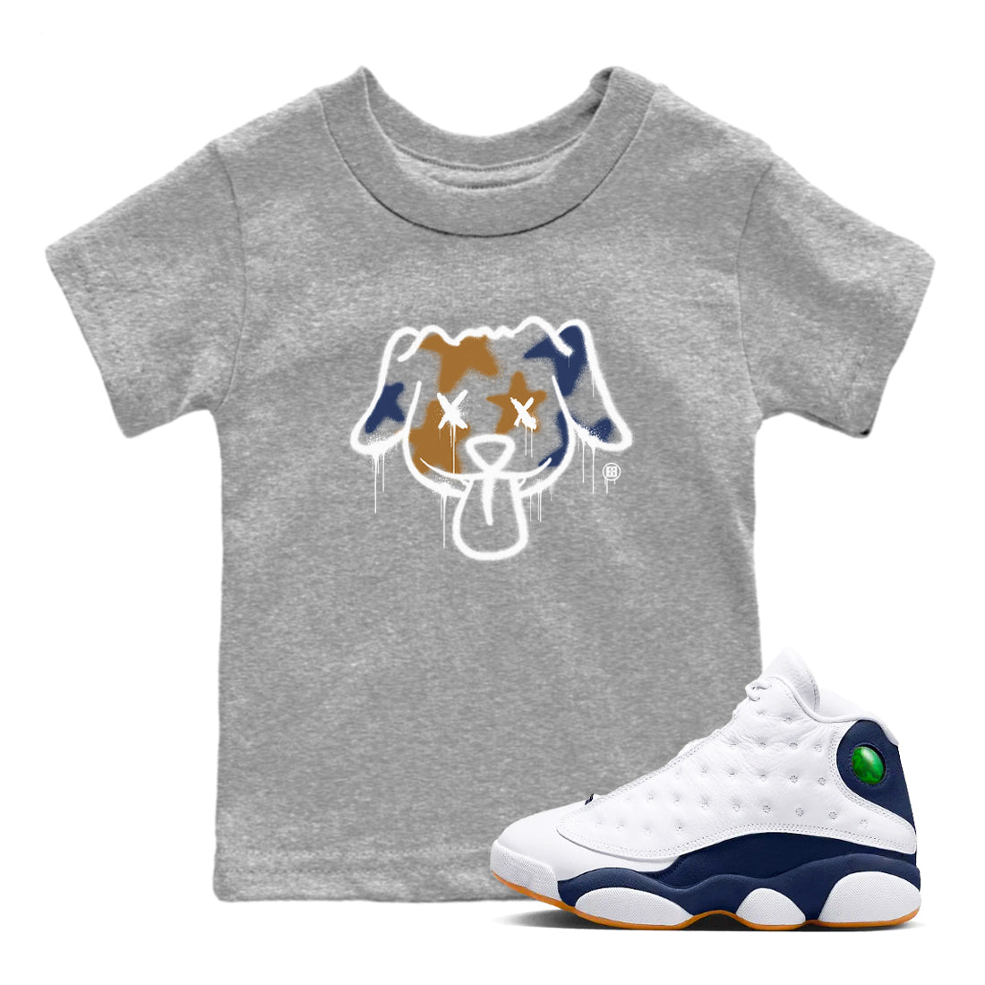 Graffiti Dog snkmatch Tees Kids - Air Jordan 13 Midnight Navy