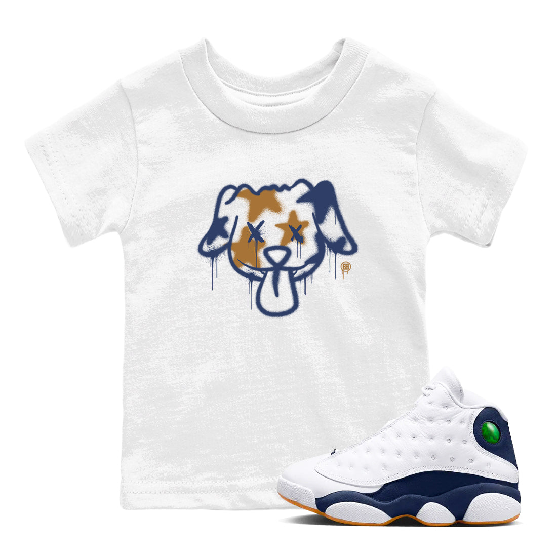 Graffiti Dog snkmatch Tees Kids - Air Jordan 13 Midnight Navy