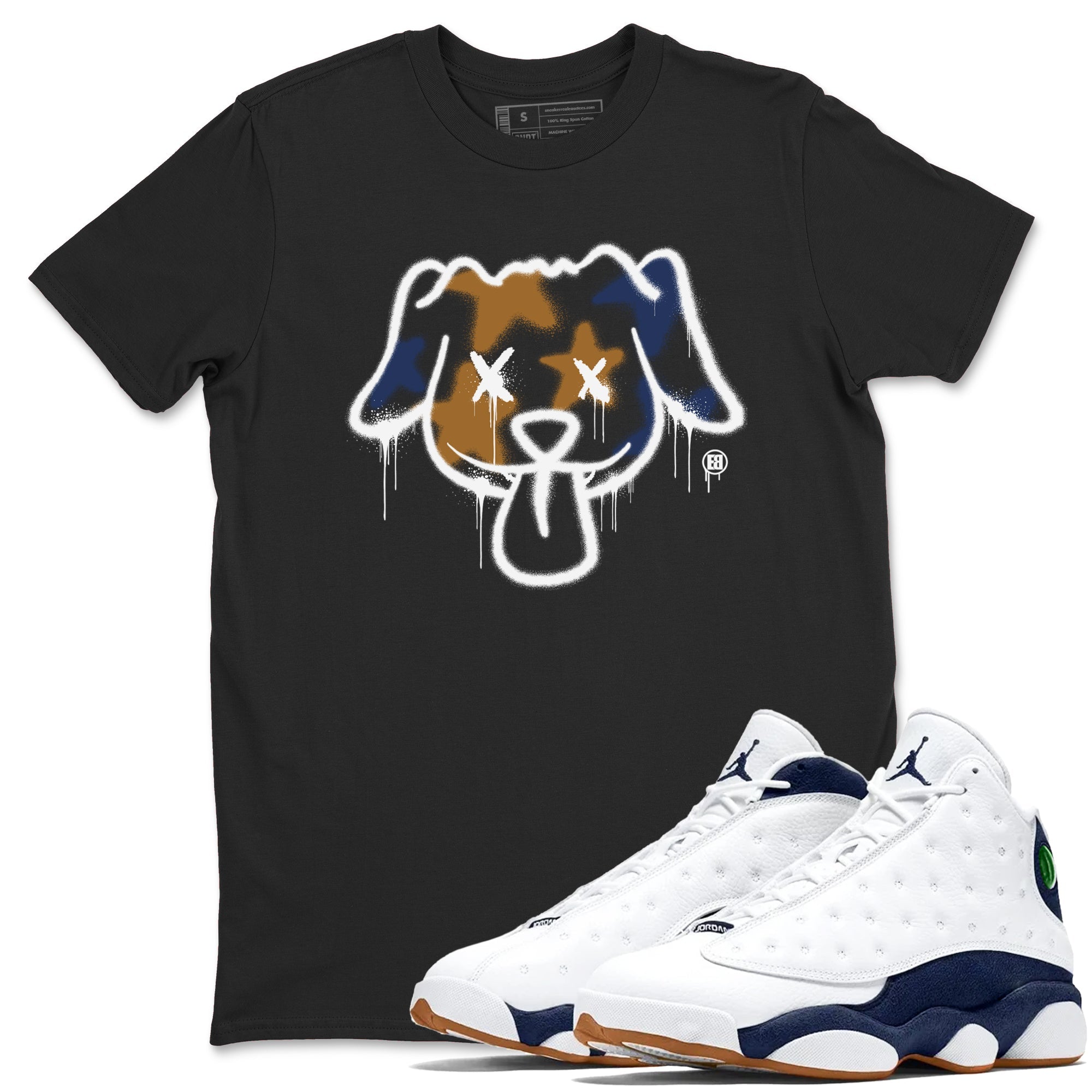 Graffiti Dog snkmatch Tees - Air Jordan 13 Midnight Navy