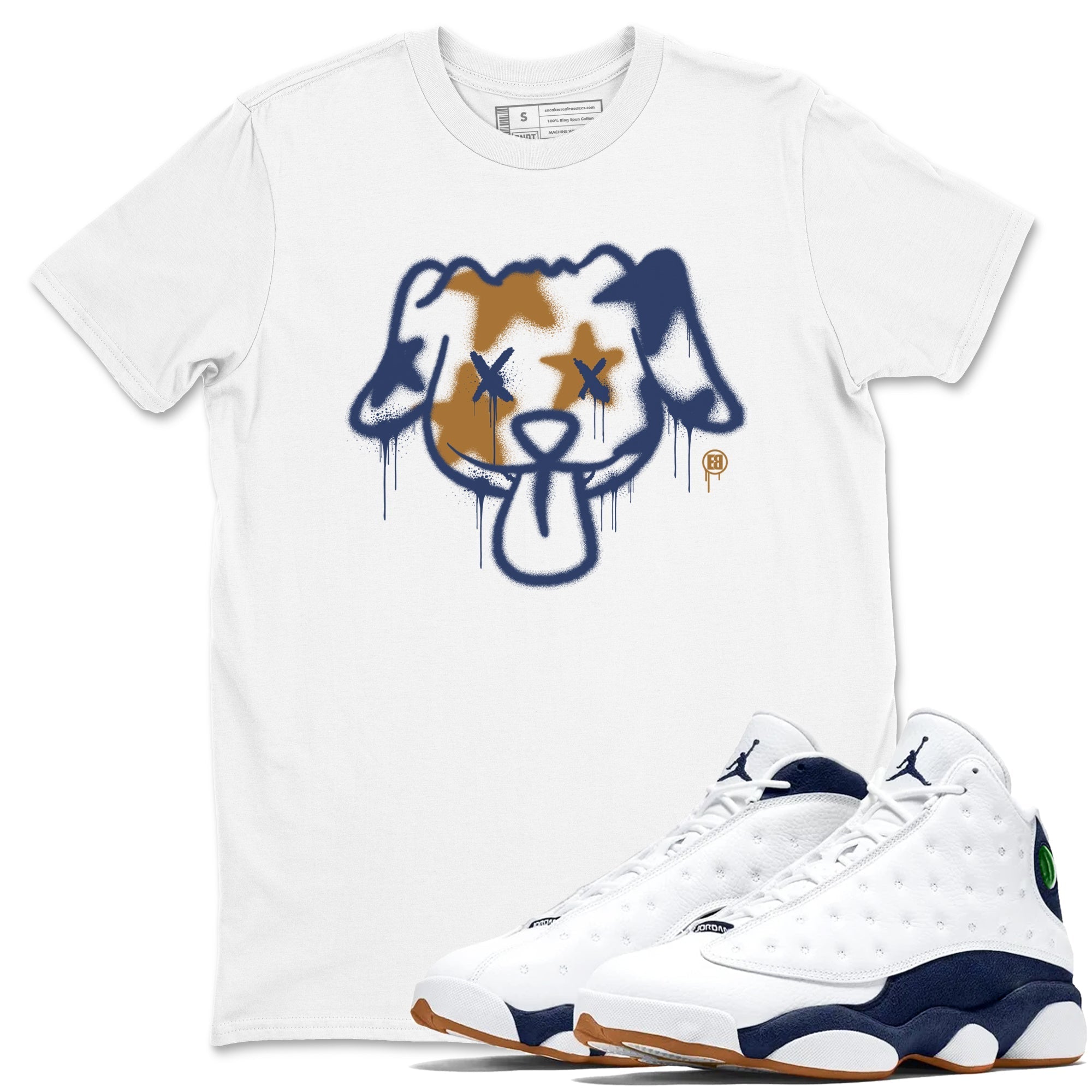 Graffiti Dog snkmatch Tees - Air Jordan 13 Midnight Navy