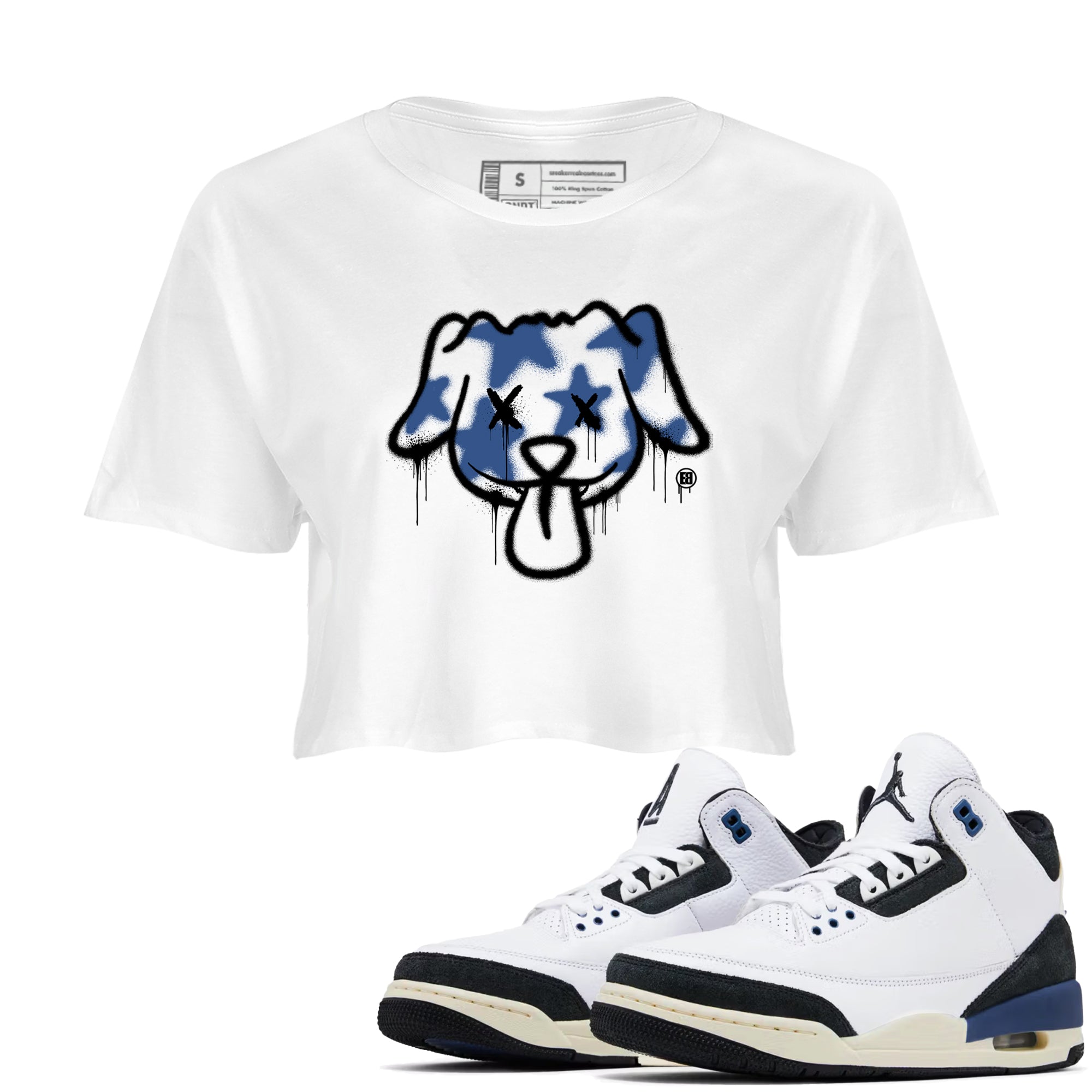 Graffiti Dog snkmatch Women's Top - Air Jordan 3 A Ma Maniere x Diffused Blue