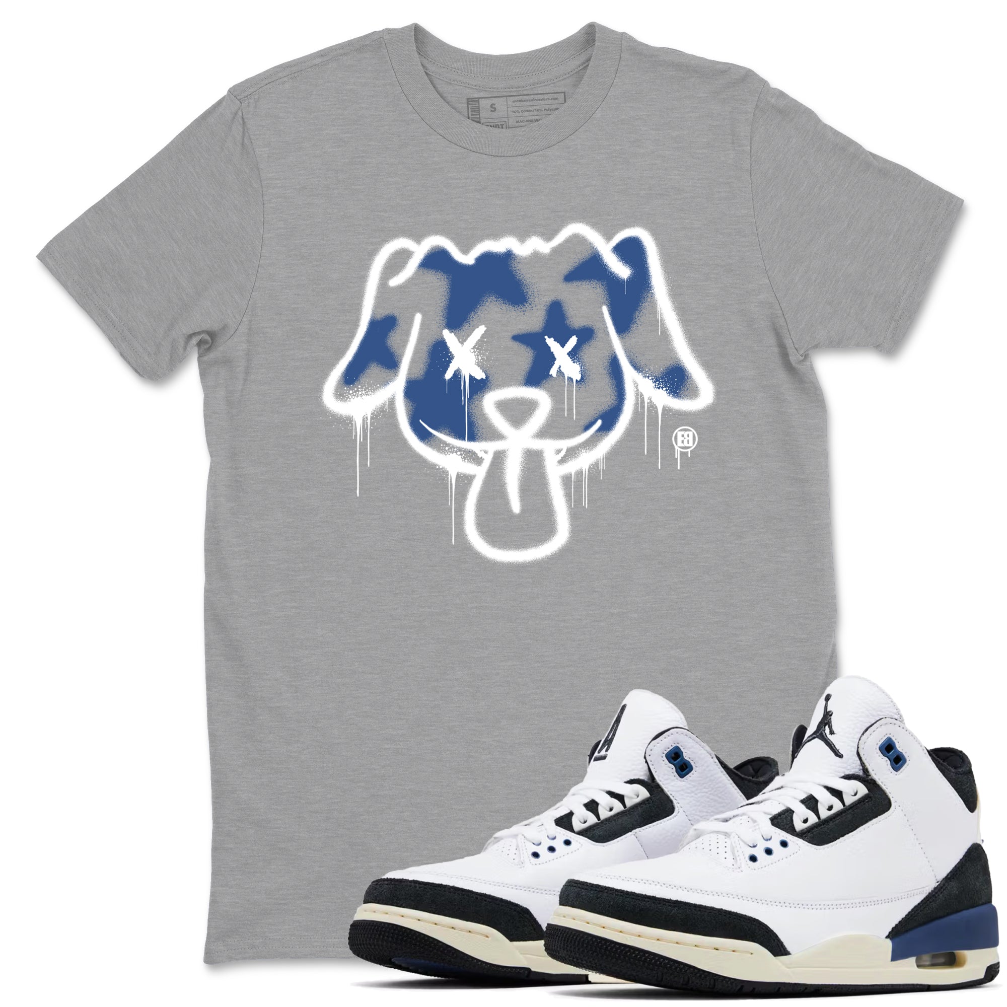Graffiti Dog snkmatch Tees - Air Jordan 3 A Ma Maniere x Diffused Blue