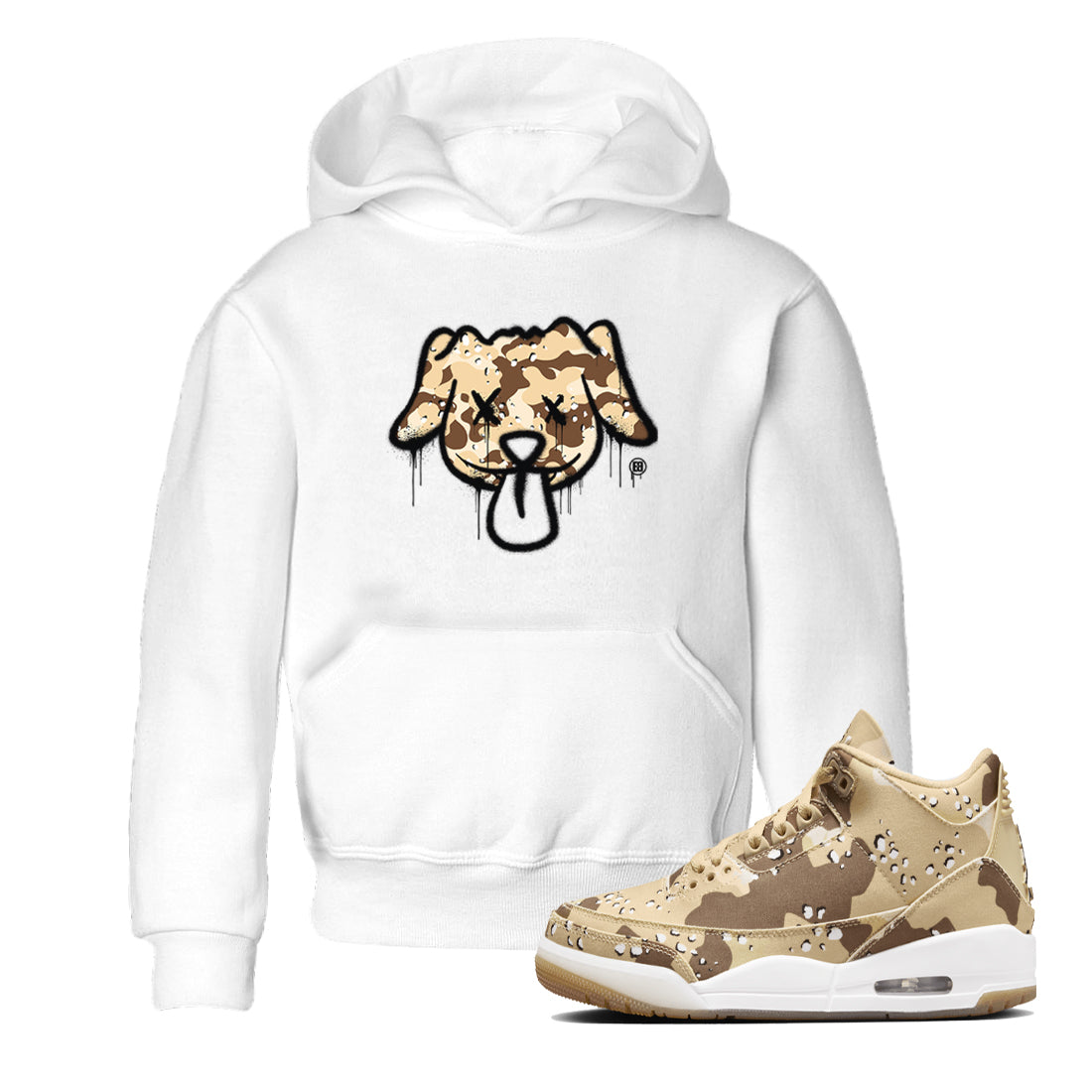 Graffiti Dog snkmatch Tees Kids - Air Jordan 3 Desert Camo