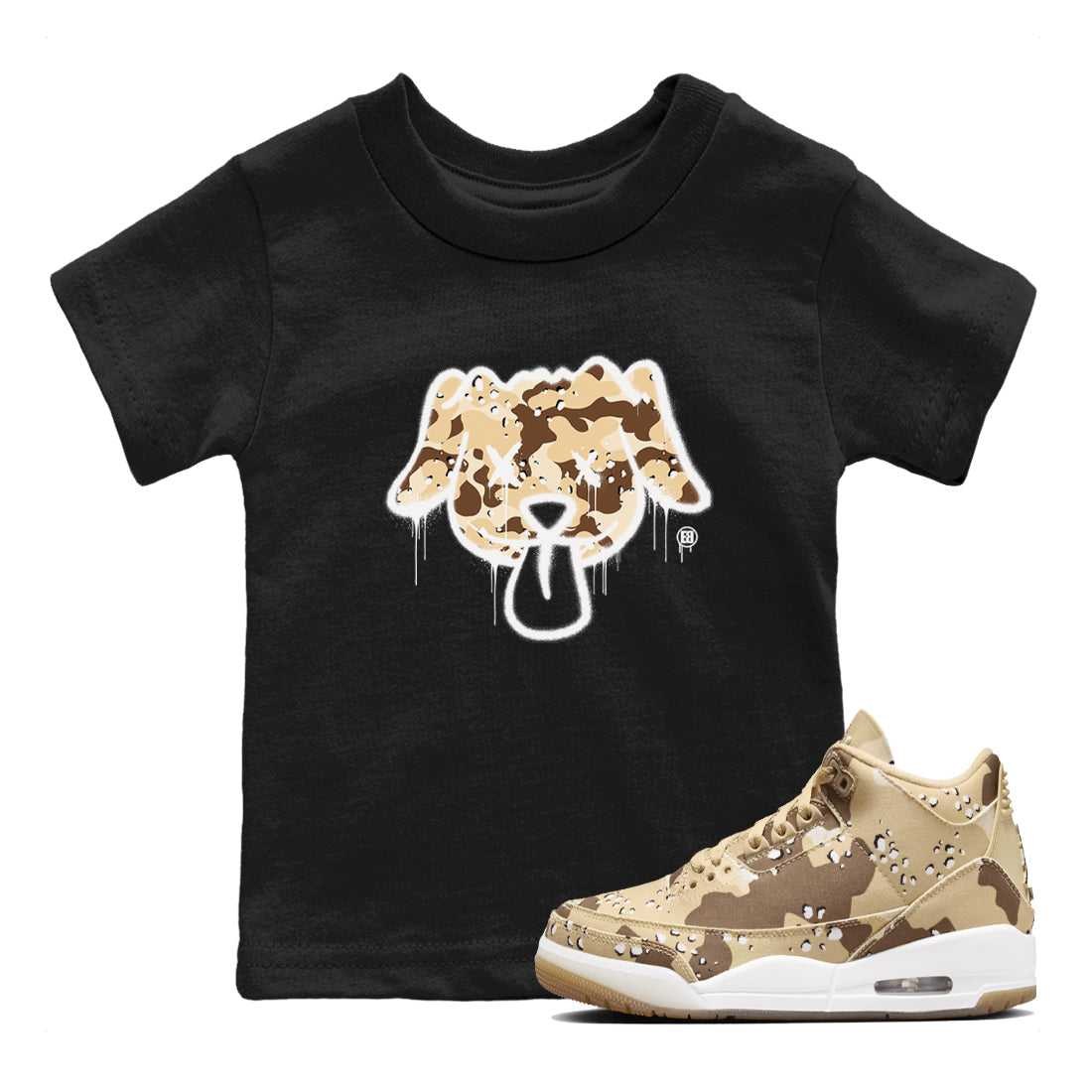 Graffiti Dog snkmatch Tees Kids - Air Jordan 3 Desert Camo