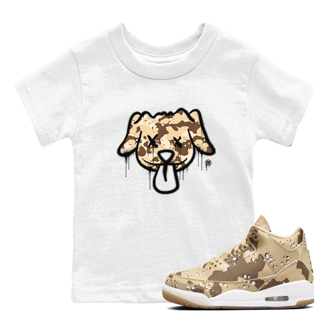 Graffiti Dog snkmatch Tees Kids - Air Jordan 3 Desert Camo