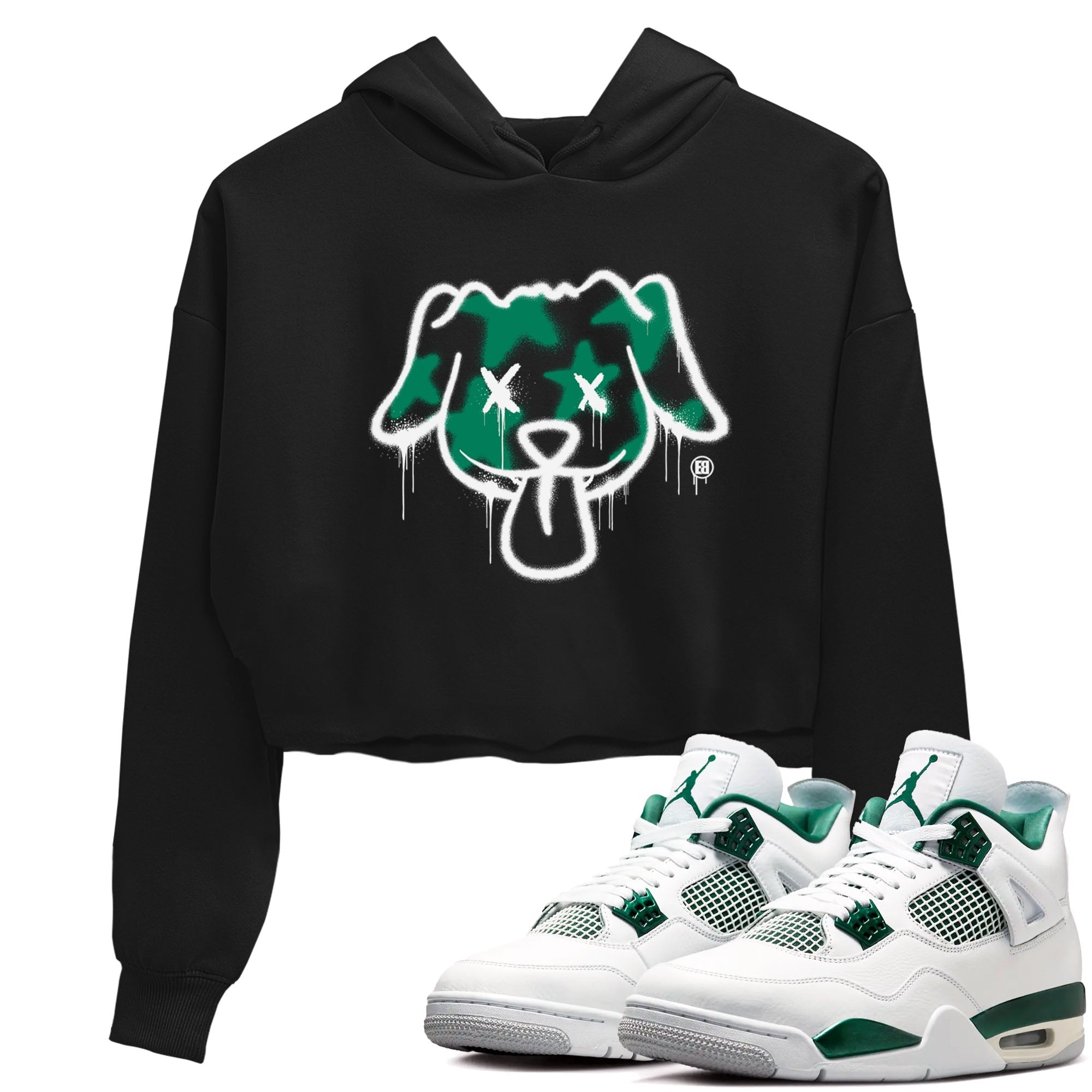 Graffiti Dog snkmatch Women's Top - Air Jordan 4 Oxidized Green
