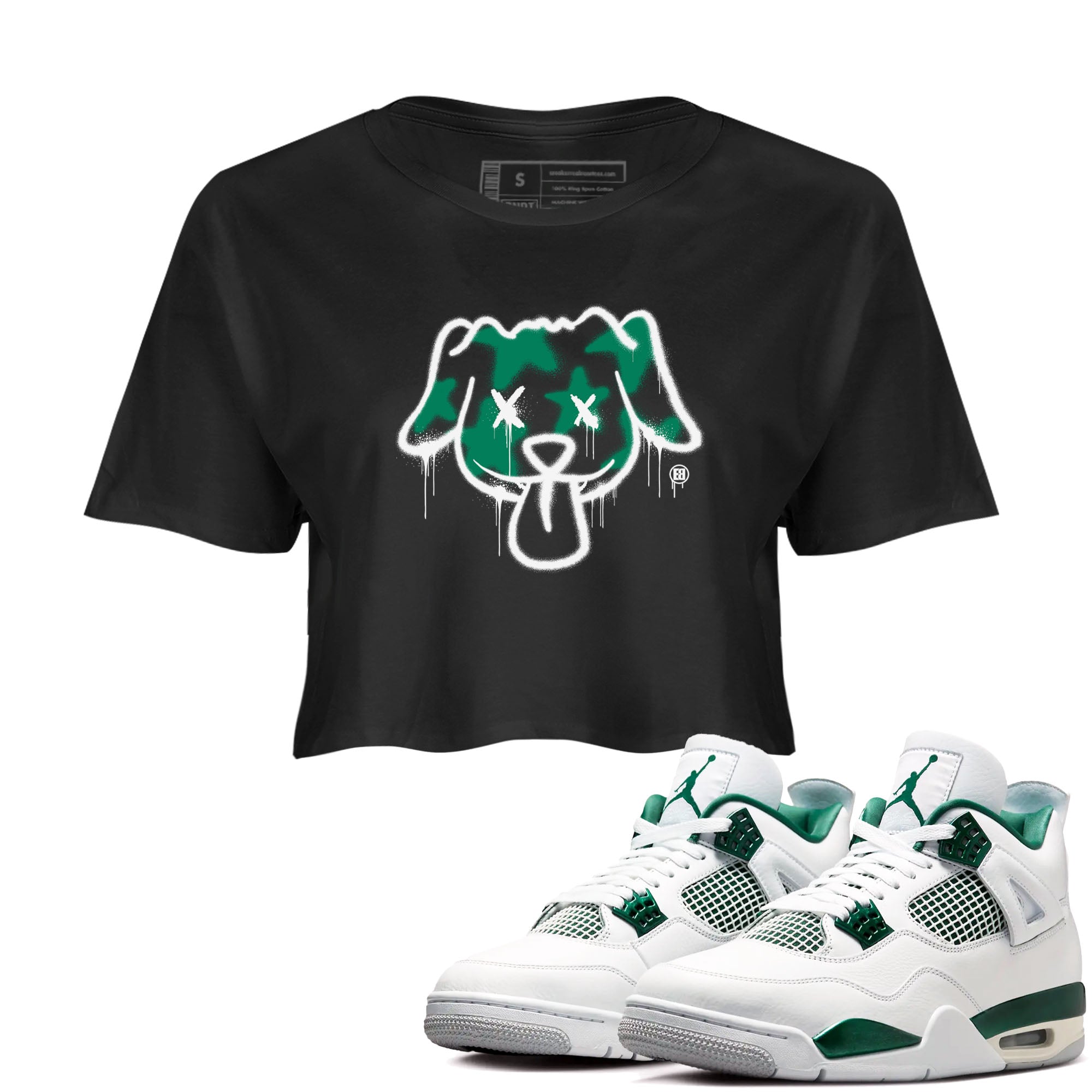 Graffiti Dog snkmatch Women's Top - Air Jordan 4 Oxidized Green
