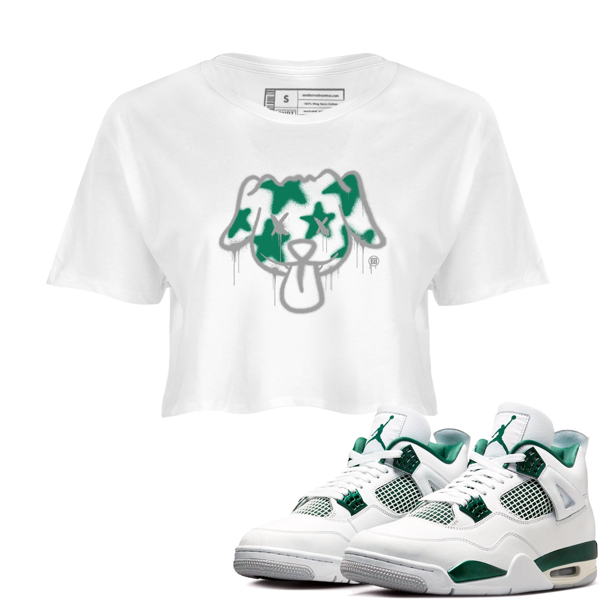 Graffiti Dog snkmatch Women's Top - Air Jordan 4 Oxidized Green