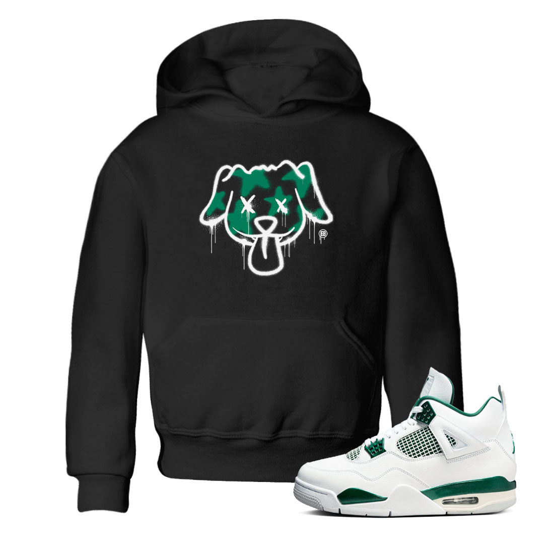 Graffiti Dog snkmatch Tees Kids - Air Jordan 4 Oxidized Green
