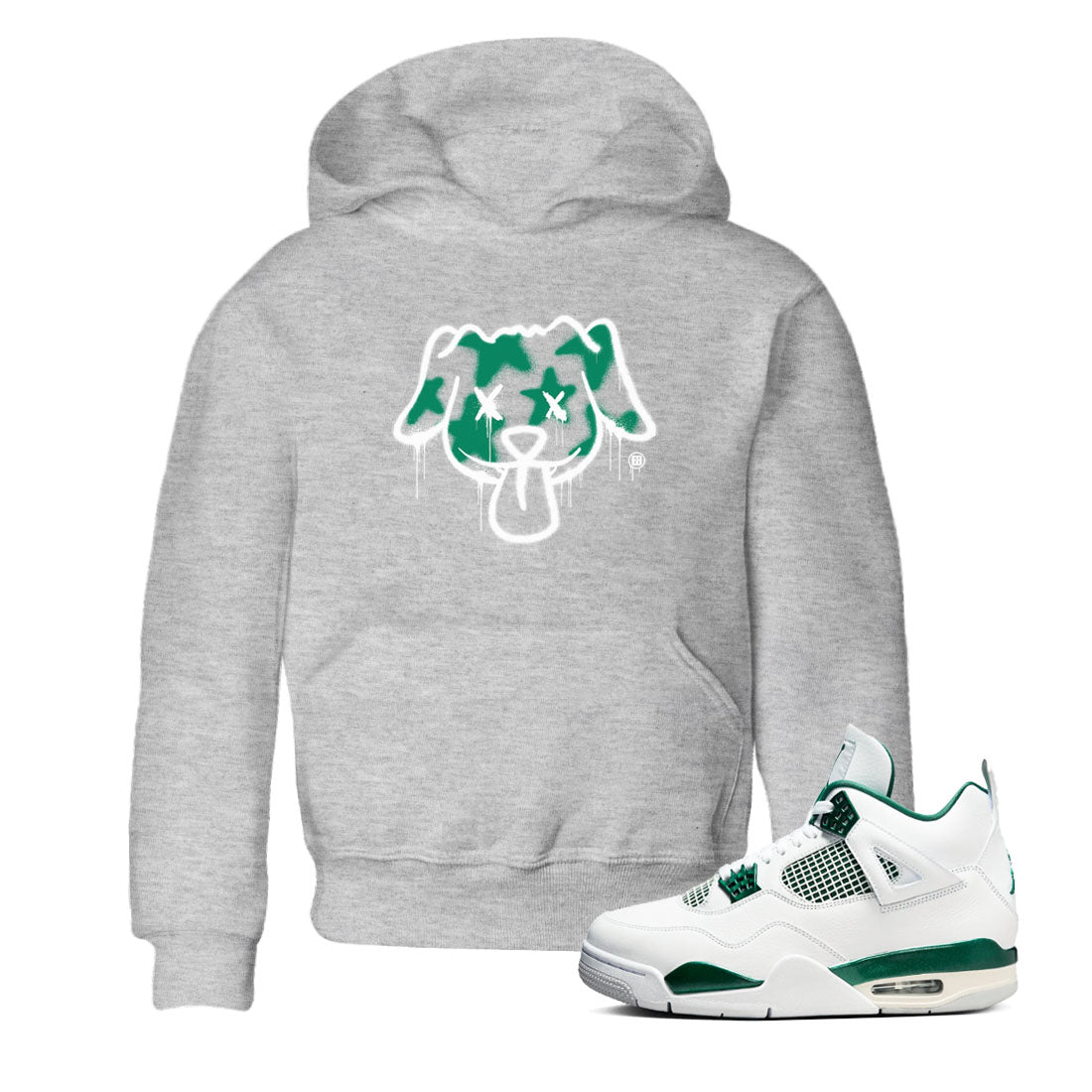 Graffiti Dog snkmatch Tees Kids - Air Jordan 4 Oxidized Green
