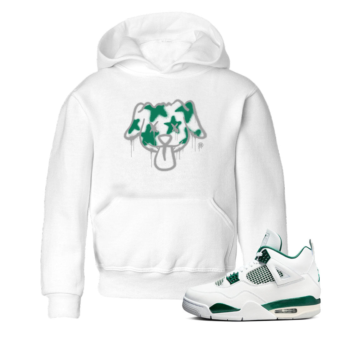 Graffiti Dog snkmatch Tees Kids - Air Jordan 4 Oxidized Green