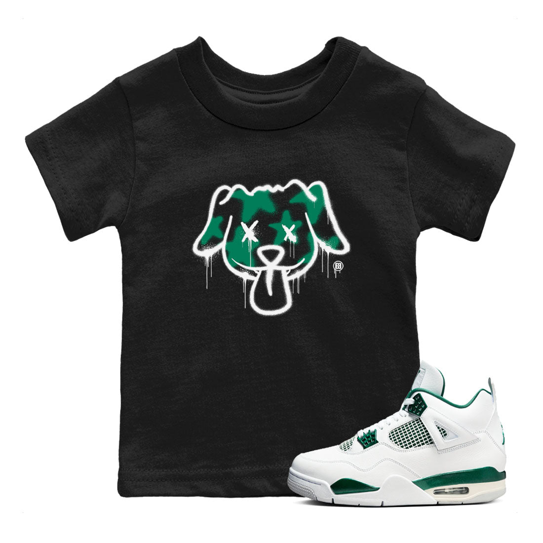 Graffiti Dog snkmatch Tees Kids - Air Jordan 4 Oxidized Green