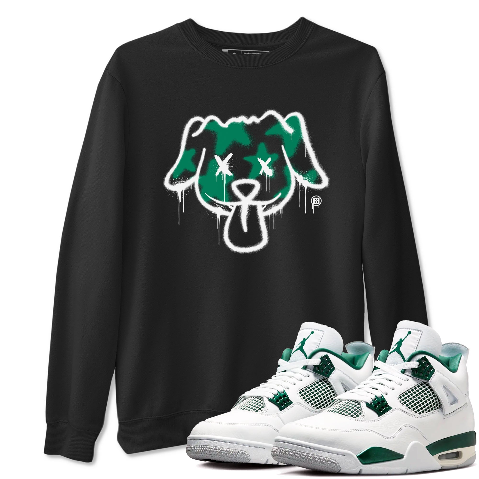 Graffiti Dog snkmatch Tees - Air Jordan 4 Oxidized Green