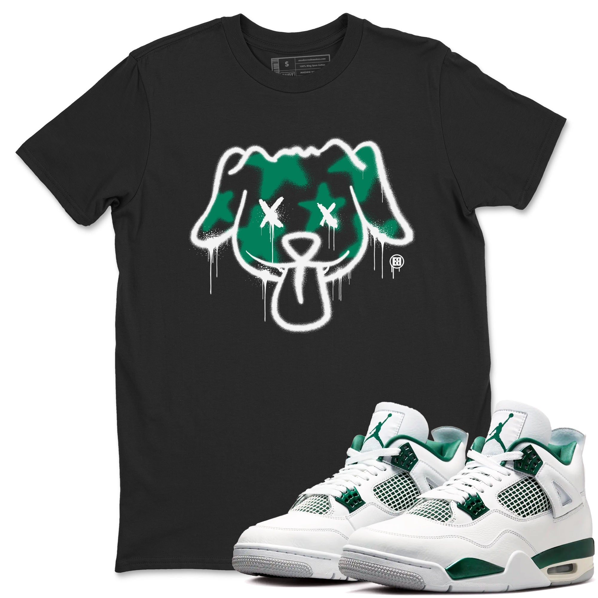 Graffiti Dog snkmatch Tees - Air Jordan 4 Oxidized Green