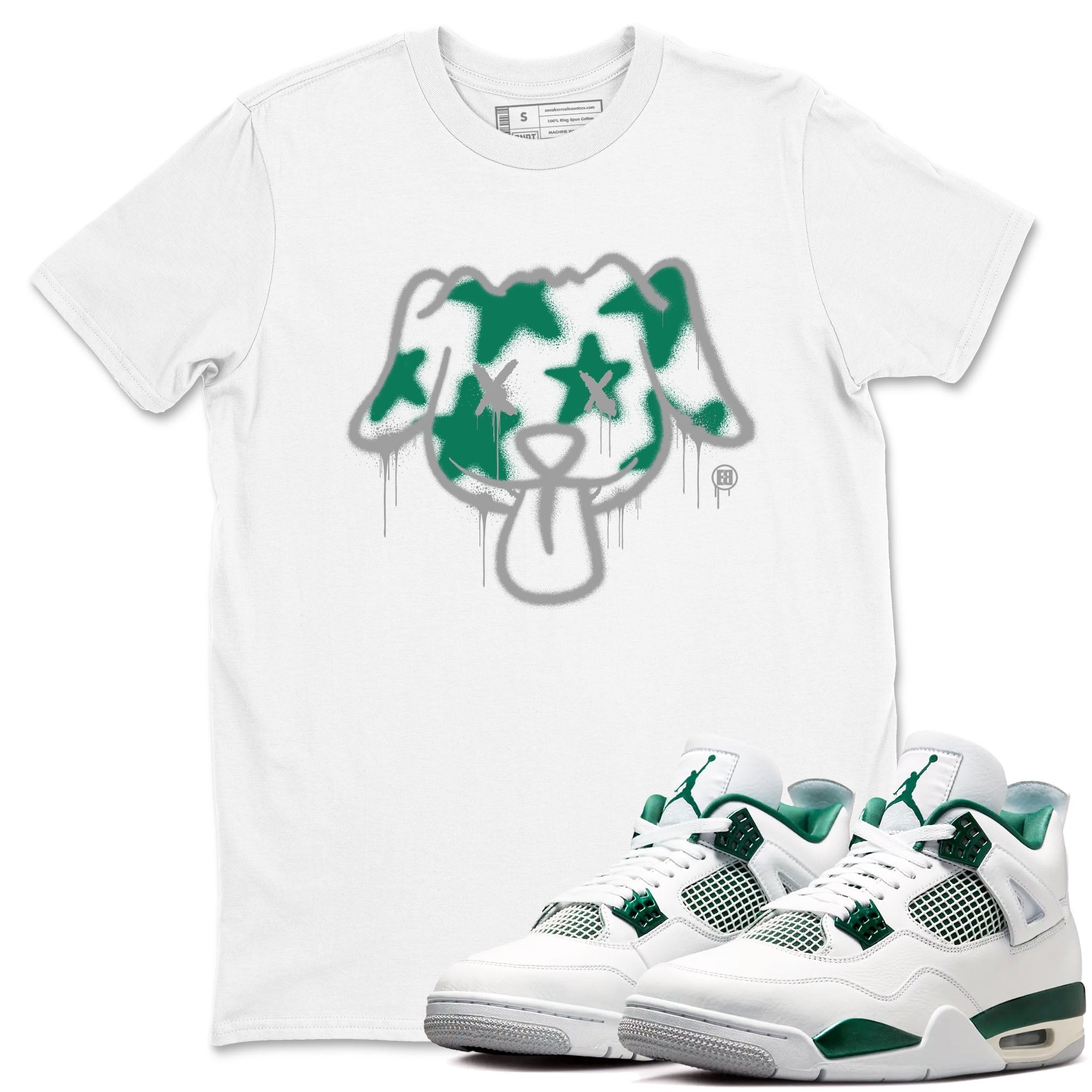 Graffiti Dog snkmatch Tees - Air Jordan 4 Oxidized Green
