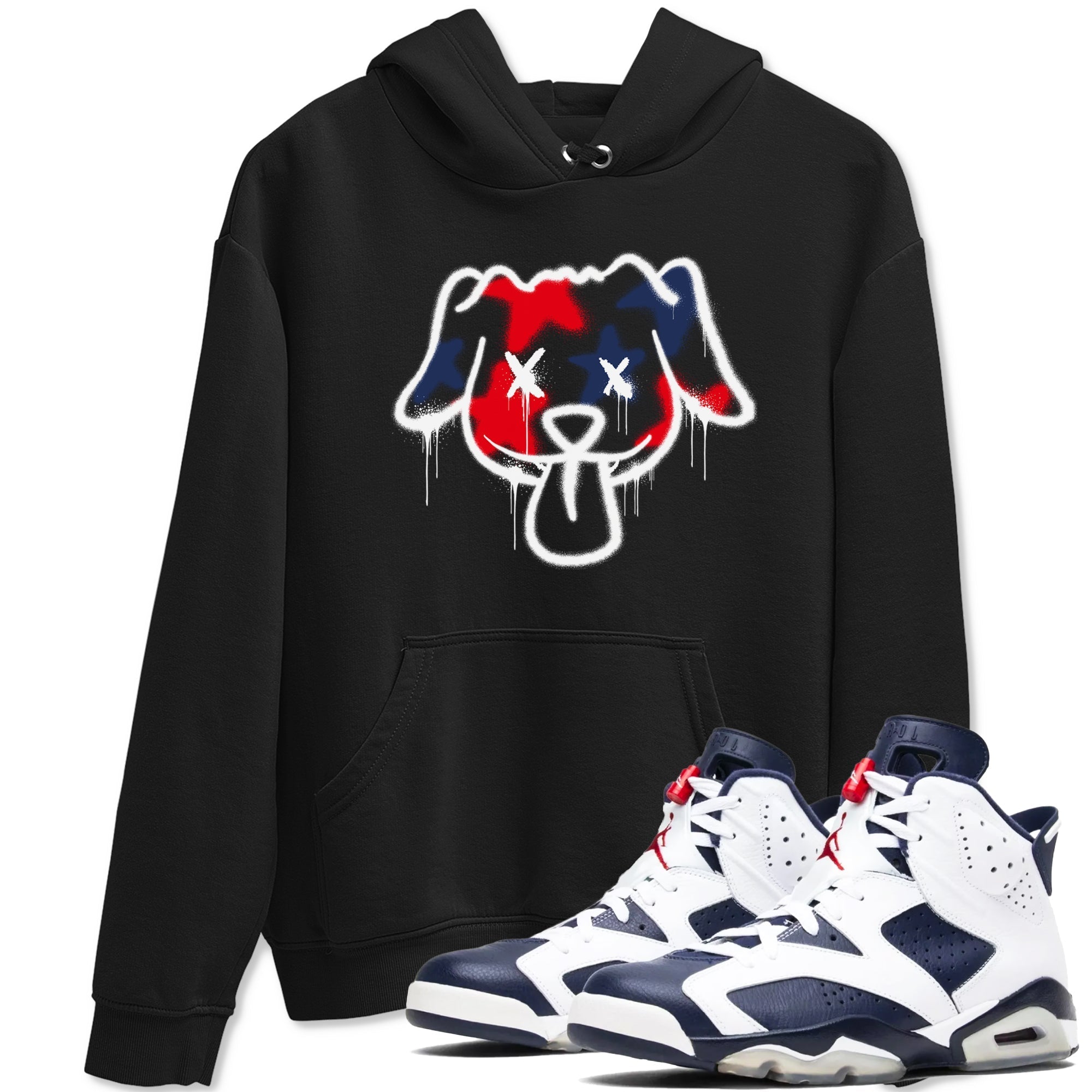 Graffiti Dog snkmatch Tees - Air Jordan 6 White And Midnight Navy