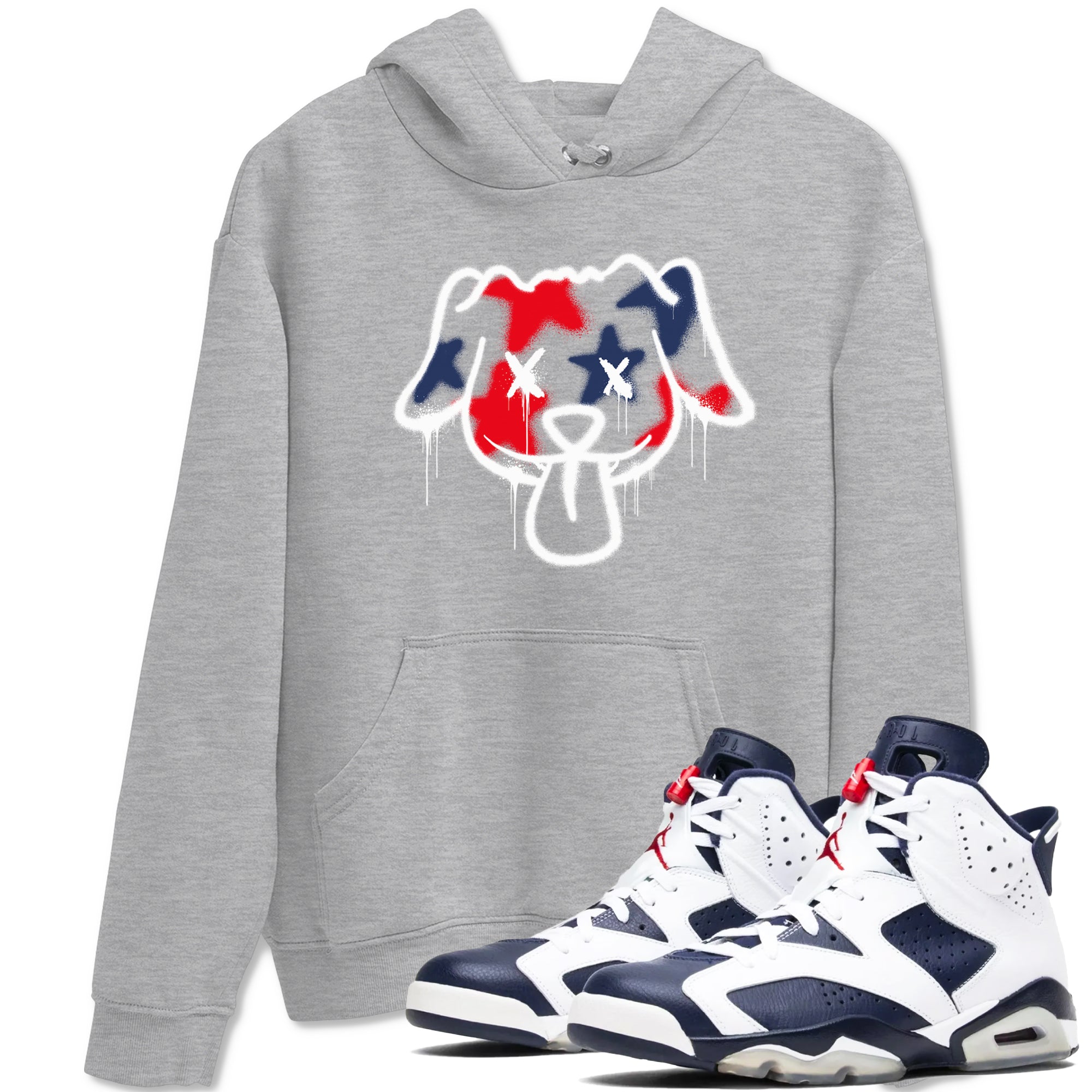 Graffiti Dog snkmatch Tees - Air Jordan 6 White And Midnight Navy
