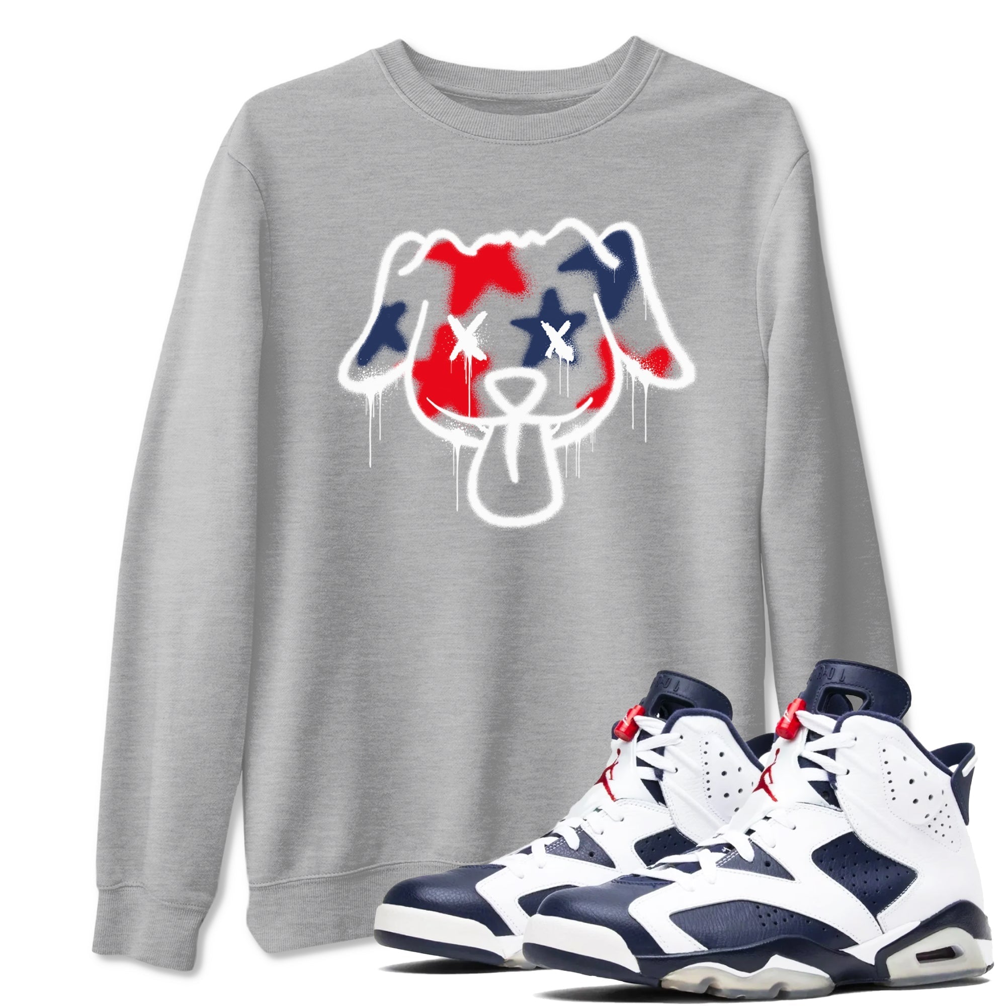 Graffiti Dog snkmatch Tees - Air Jordan 6 White And Midnight Navy