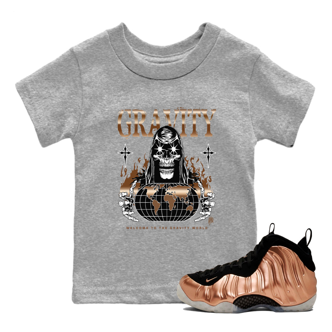 Gravity snkmatch Tees Kids - Air Foamposite One Metallic Copper