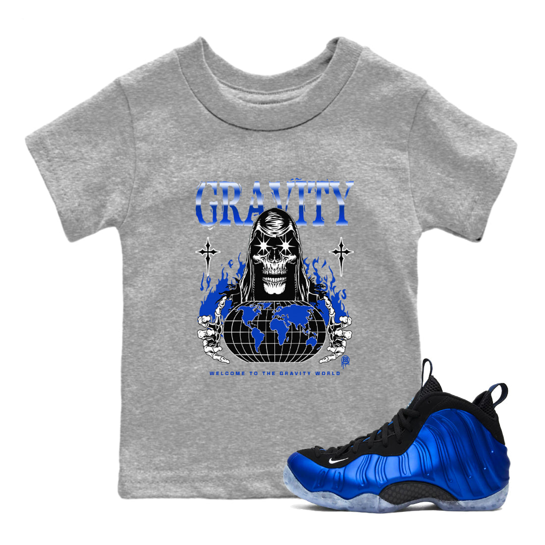 Gravity snkmatch Tees Kids - Air Foamposite One Royal