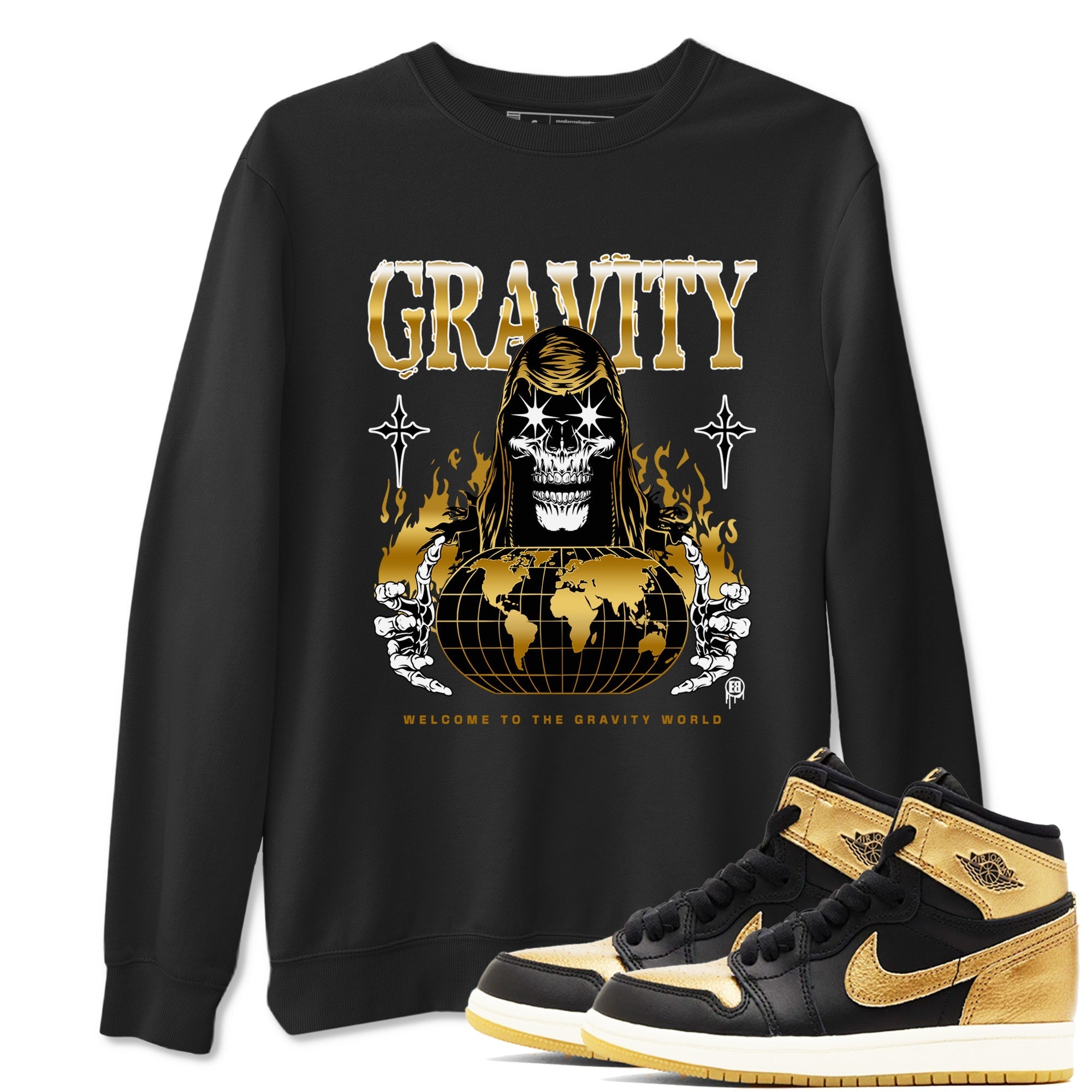 Gravity snkmatch Tees - Air Jordan 1 Black Metallic Gold