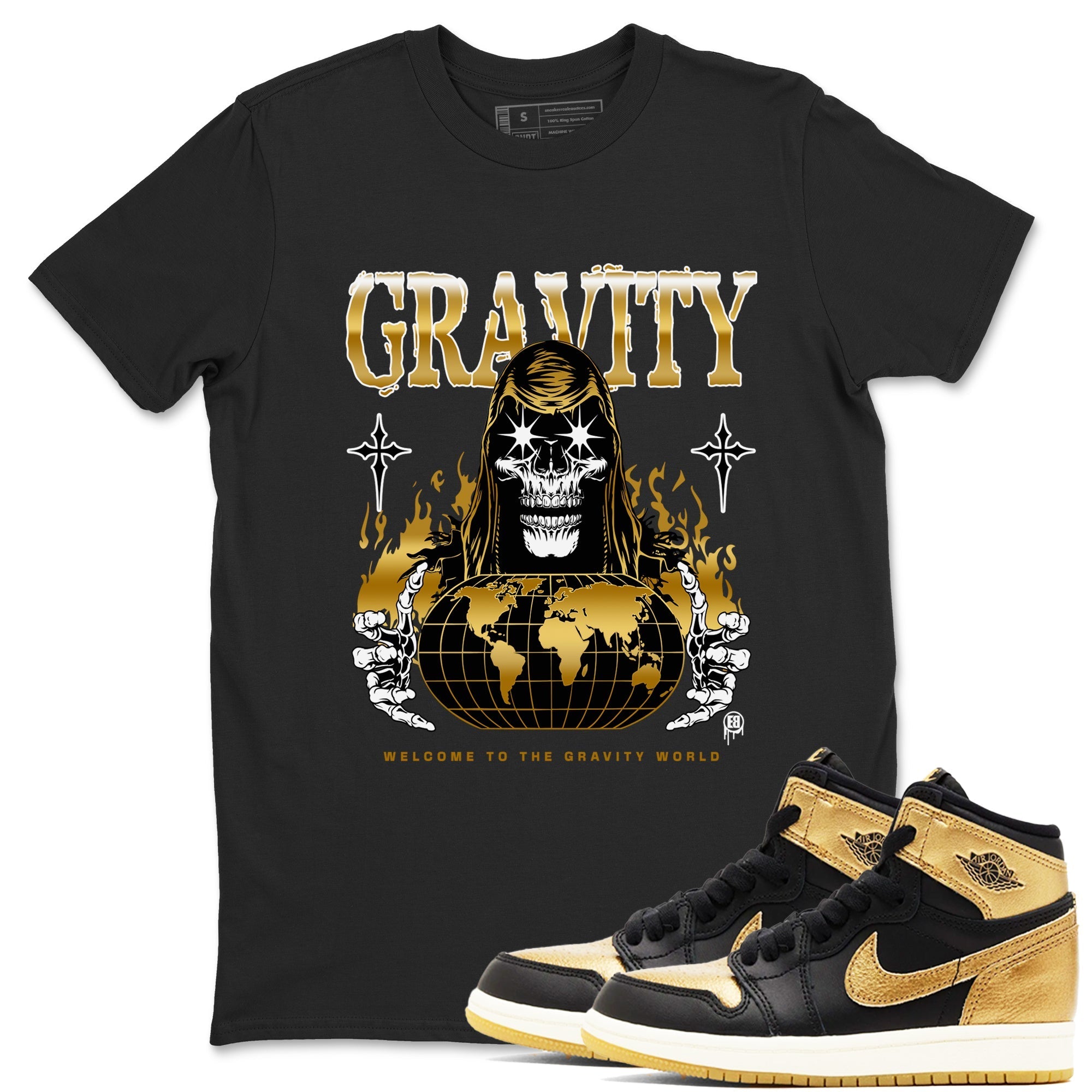 Gravity snkmatch Tees - Air Jordan 1 Black Metallic Gold