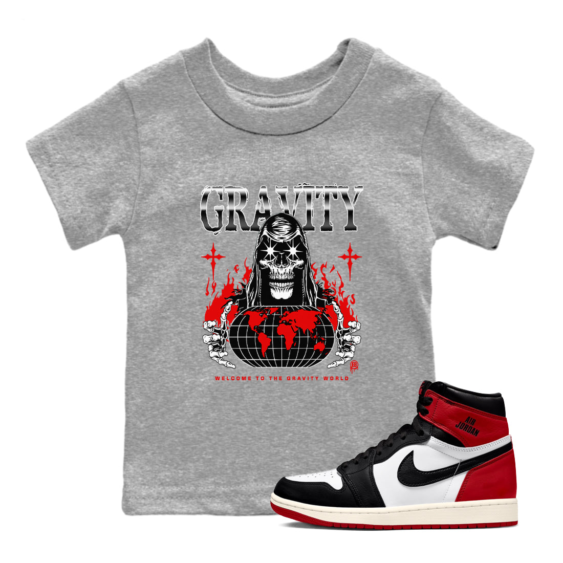 Gravity snkmatch Tees Kids - Air Jordan 1 Black Toe Reimagined