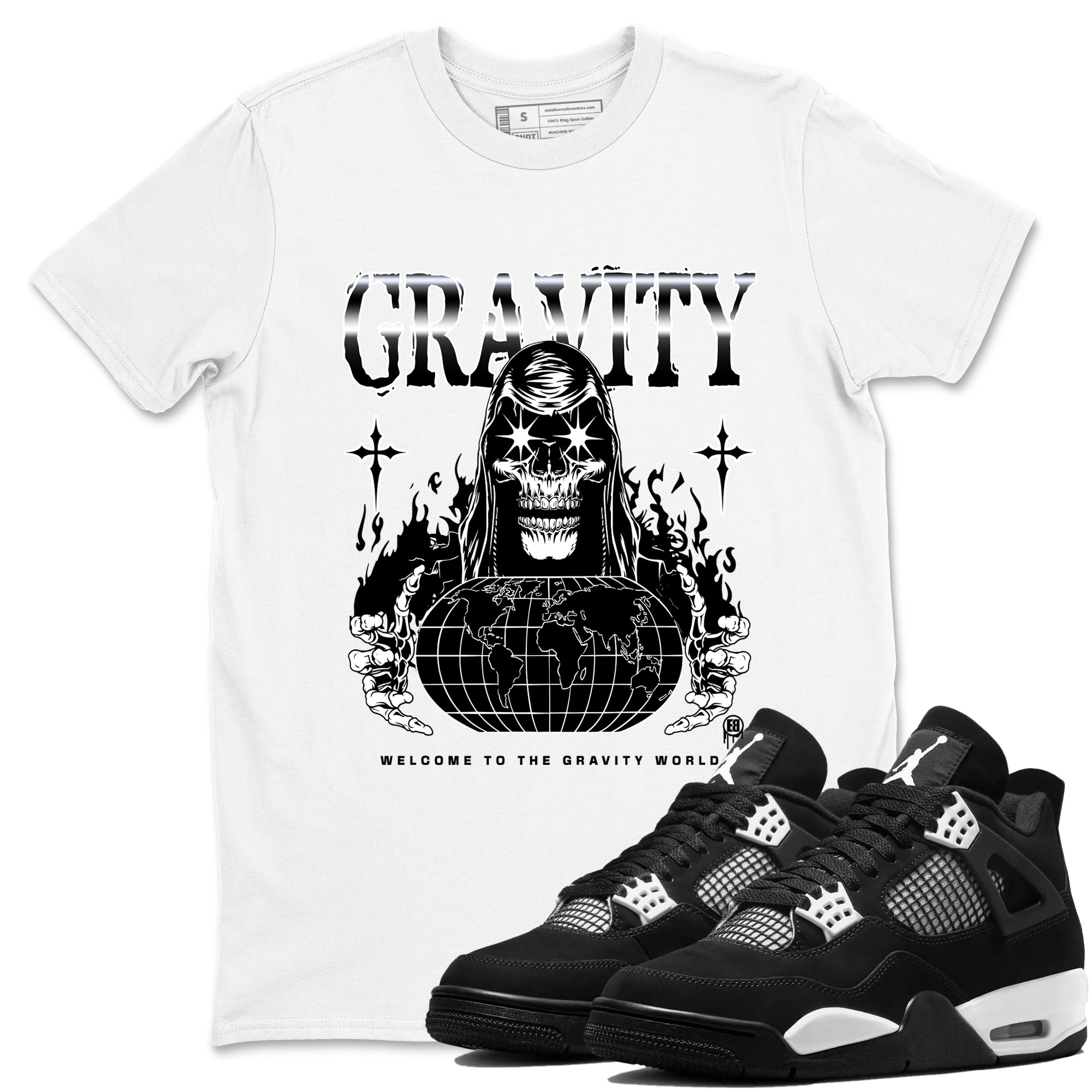Gravity snkmatch Tees - Air Jordan 4 White Thunder