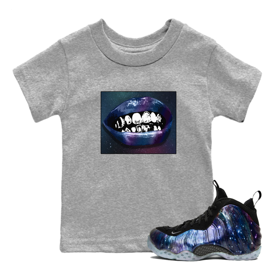 Grillz Lips snkmatch Tees Kids - Air Foamposite One Galaxy