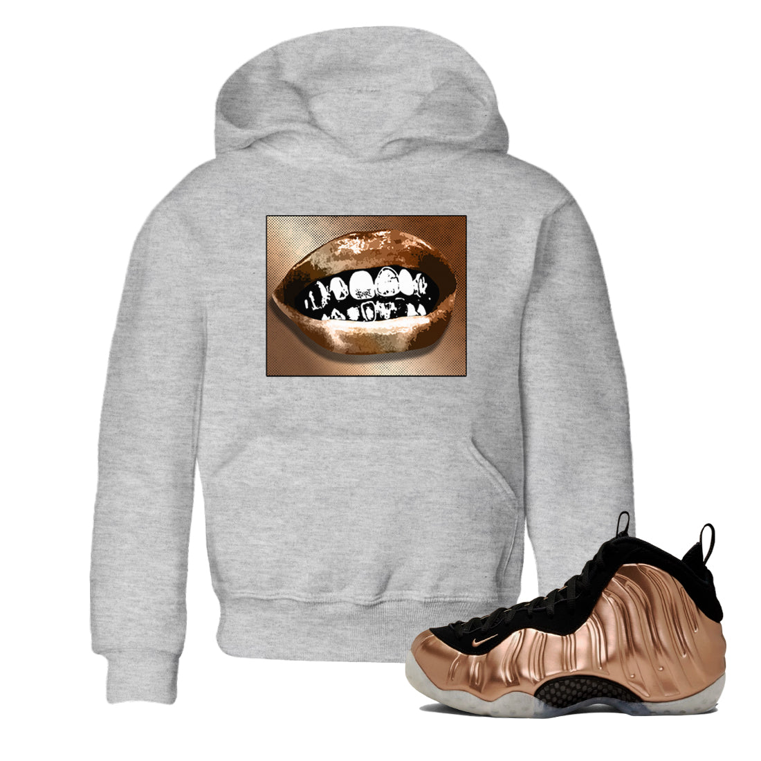 Grillz Lips snkmatch Tees Kids - Air Foamposite One Metallic Copper
