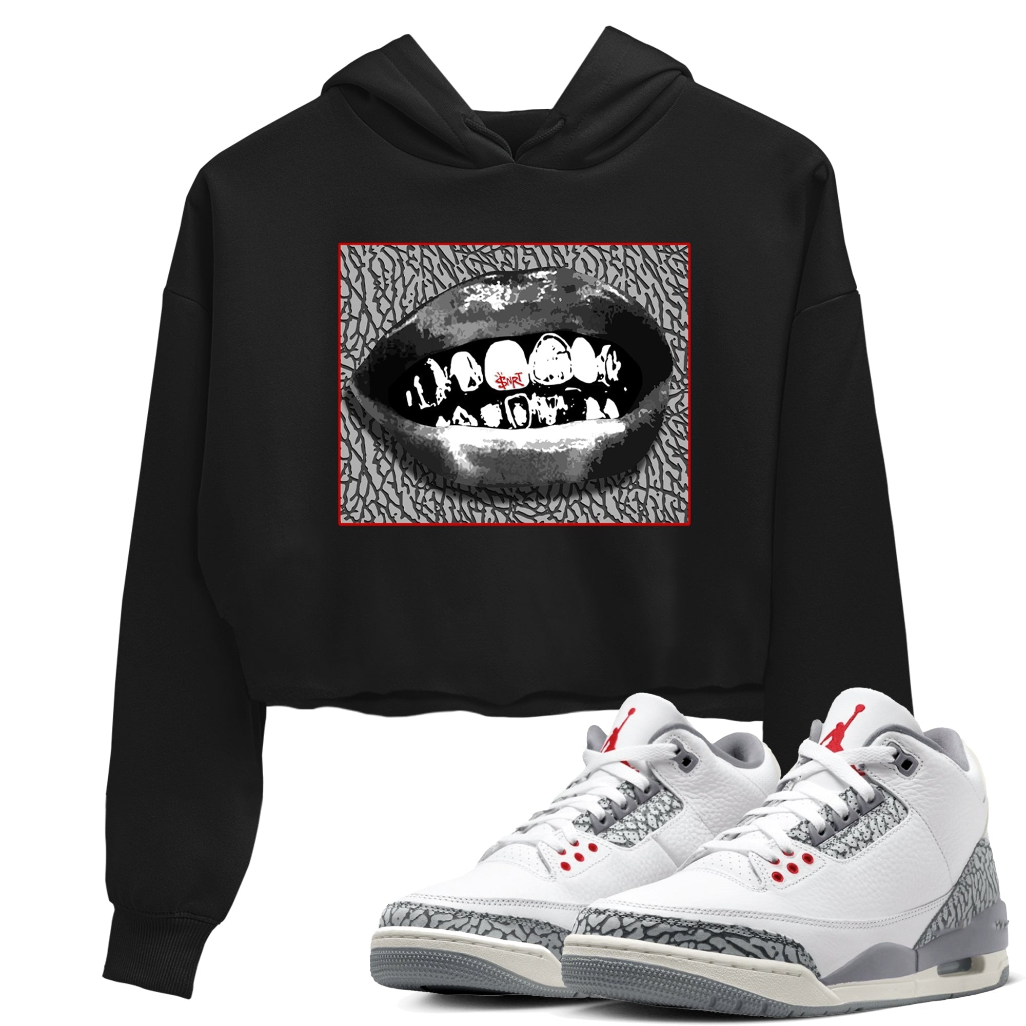 Grillz Lips snkmatch Women's Top - Air Jordan 3 Cement Grey