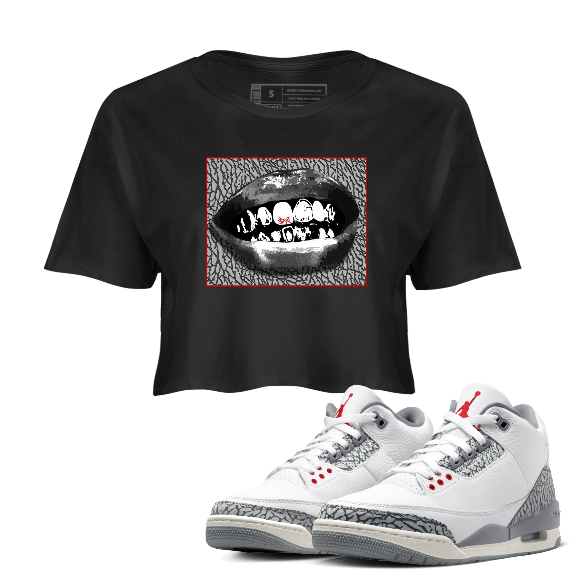 Grillz Lips snkmatch Women's Top - Air Jordan 3 Cement Grey