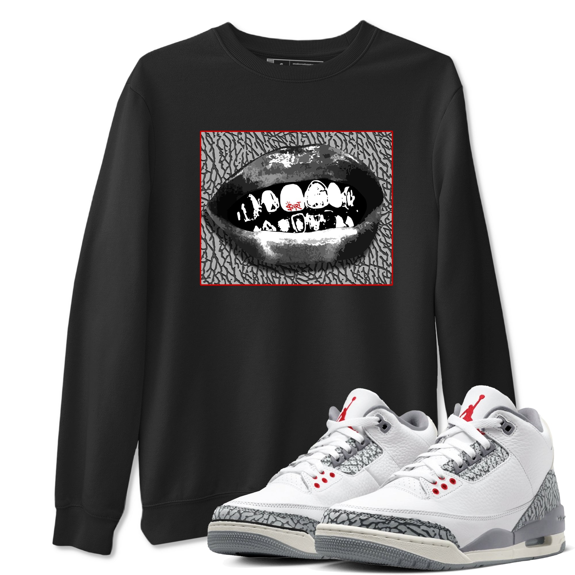 Grillz Lips snkmatch Tees - Air Jordan 3 Cement Grey