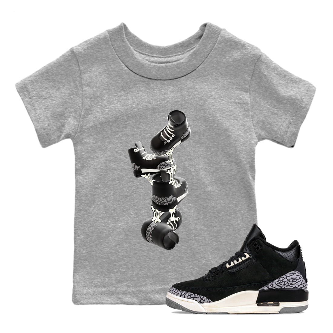 Gum Stuck On Shoes snkmatch Tee Kids - Air Jordan 3 Off Noir